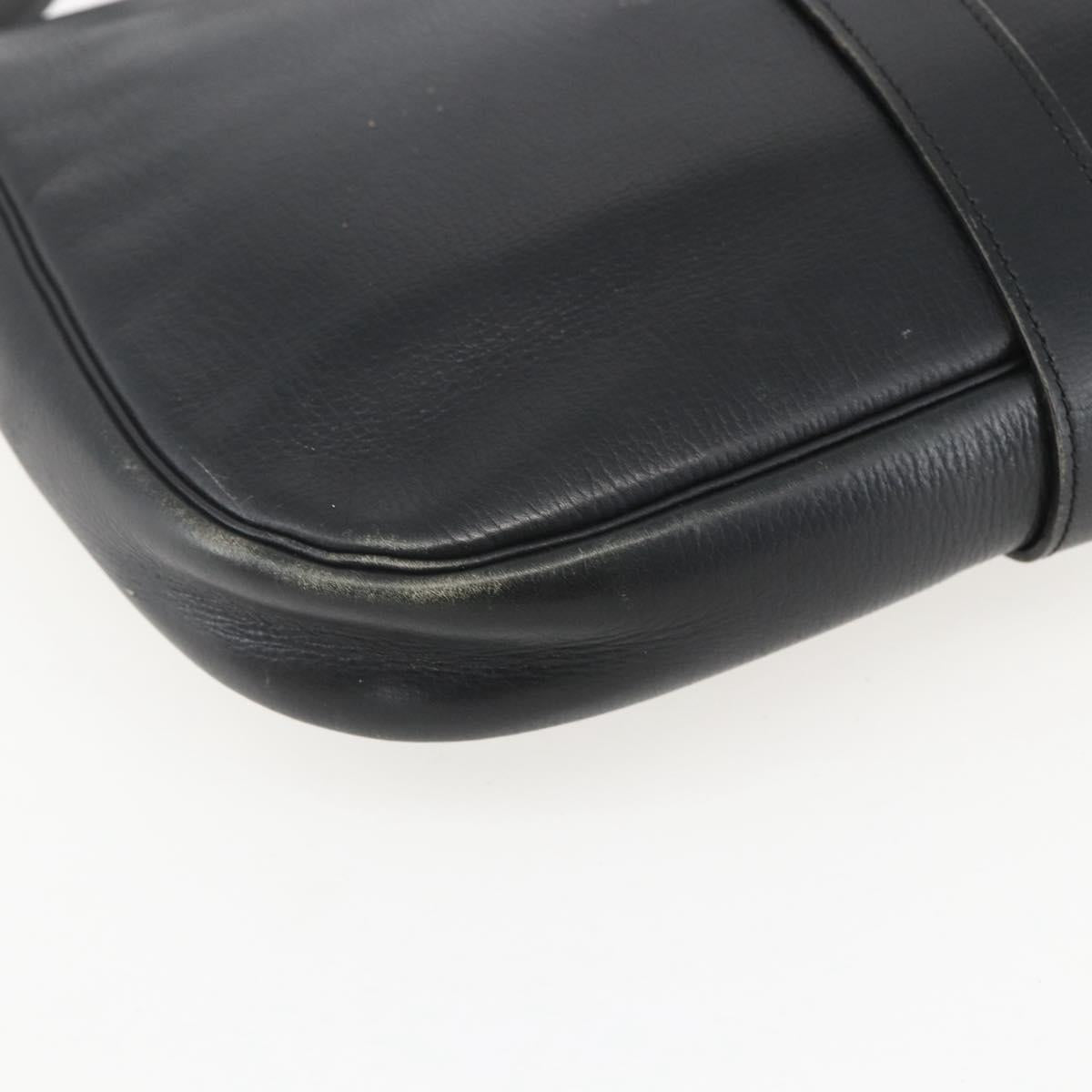 Christian Dior Shoulder Bag Leather Black Gold Auth 160300