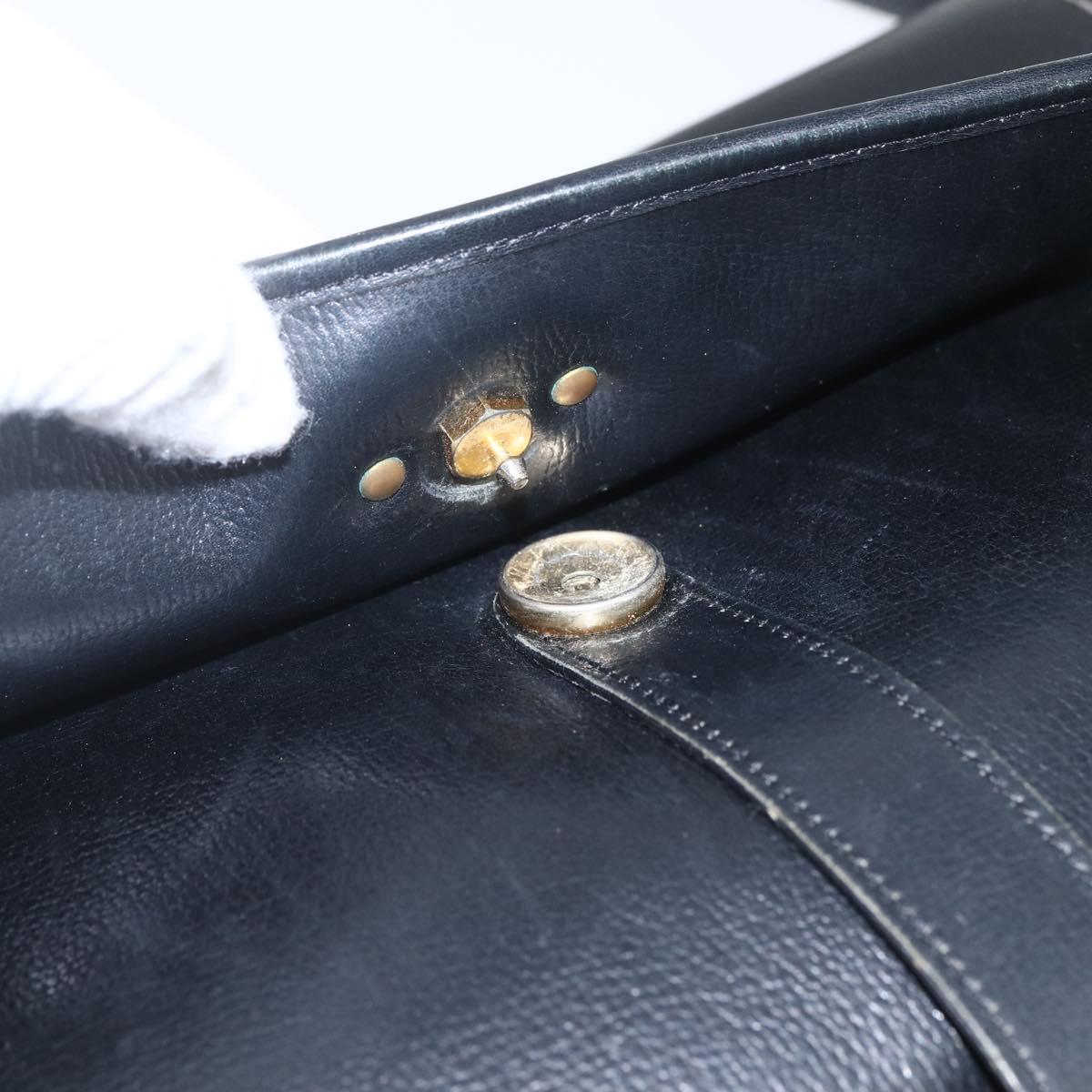 Christian Dior Shoulder Bag Leather Black Gold Auth 160300