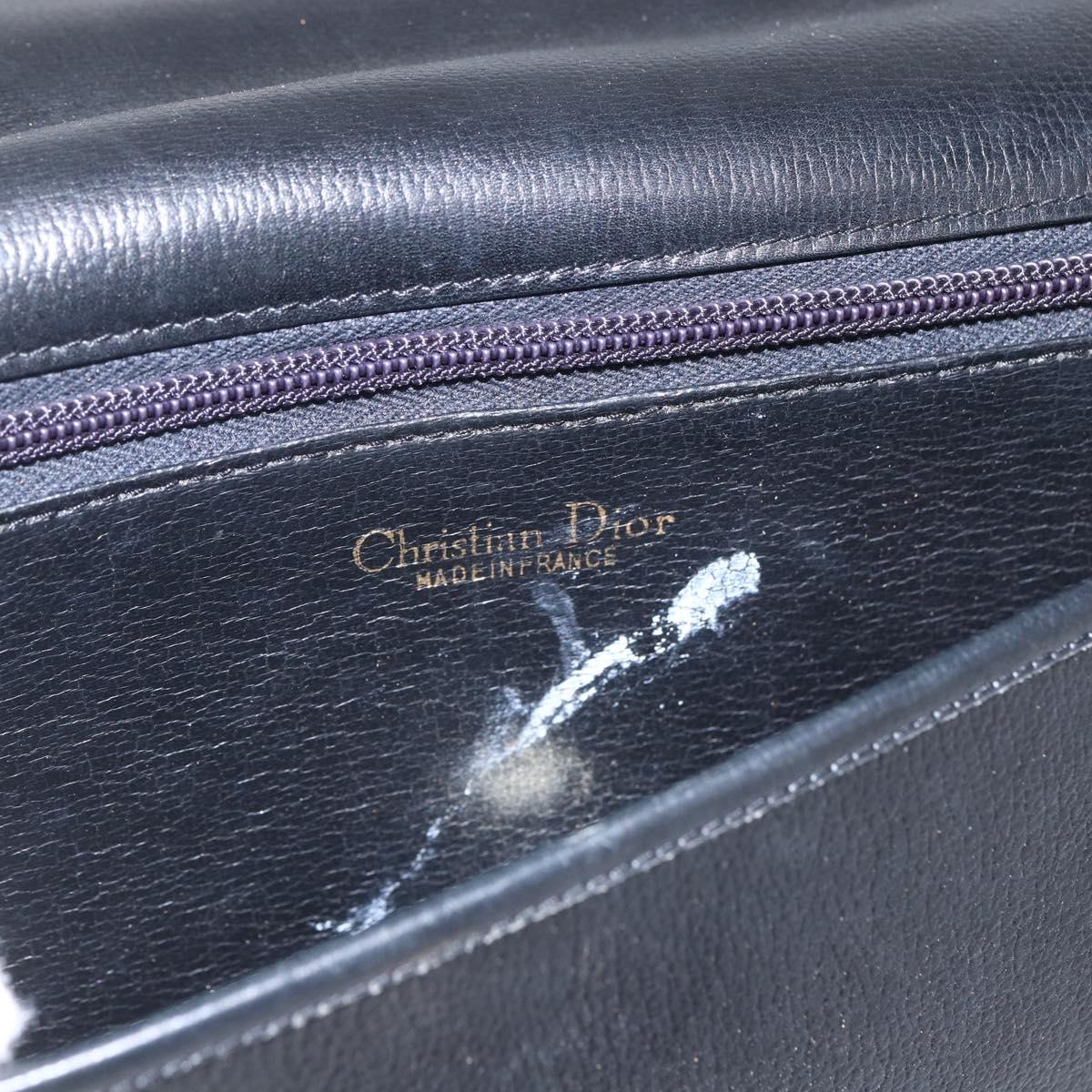 Christian Dior Shoulder Bag Leather Black Gold Auth 160300