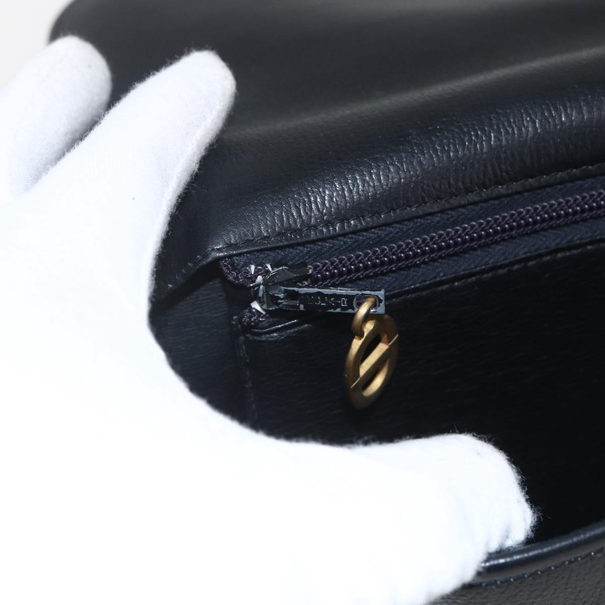 Christian Dior Shoulder Bag Leather Black Gold Auth 160300