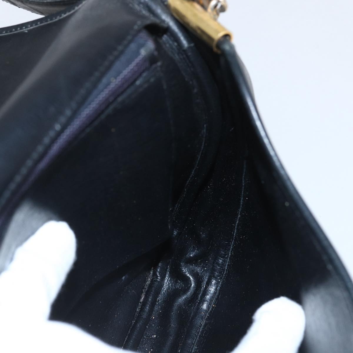 Christian Dior Shoulder Bag Leather Black Gold Auth 160300