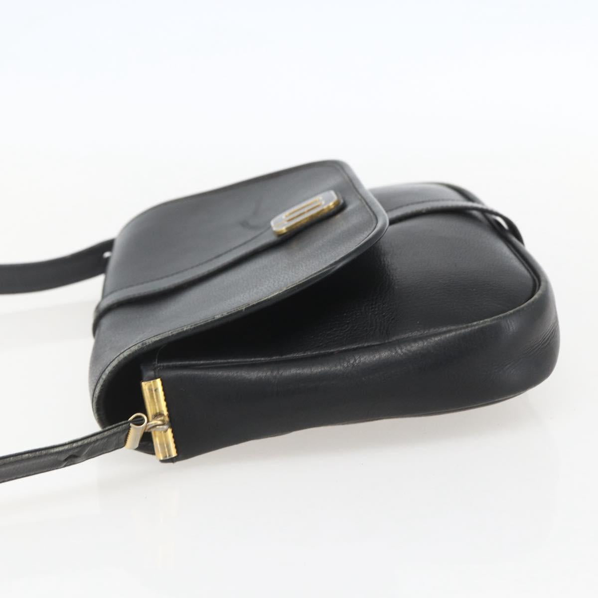 Christian Dior Shoulder Bag Leather Black Gold Auth 160300