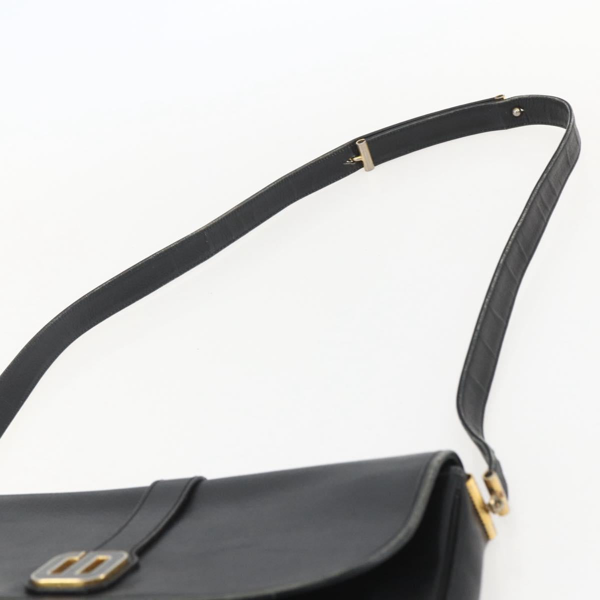 Christian Dior Shoulder Bag Leather Black Gold Auth 160300