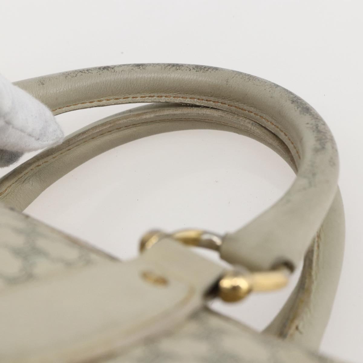 CELINE Macadam Canvas Hand Bag Leather White Gold Auth 160302