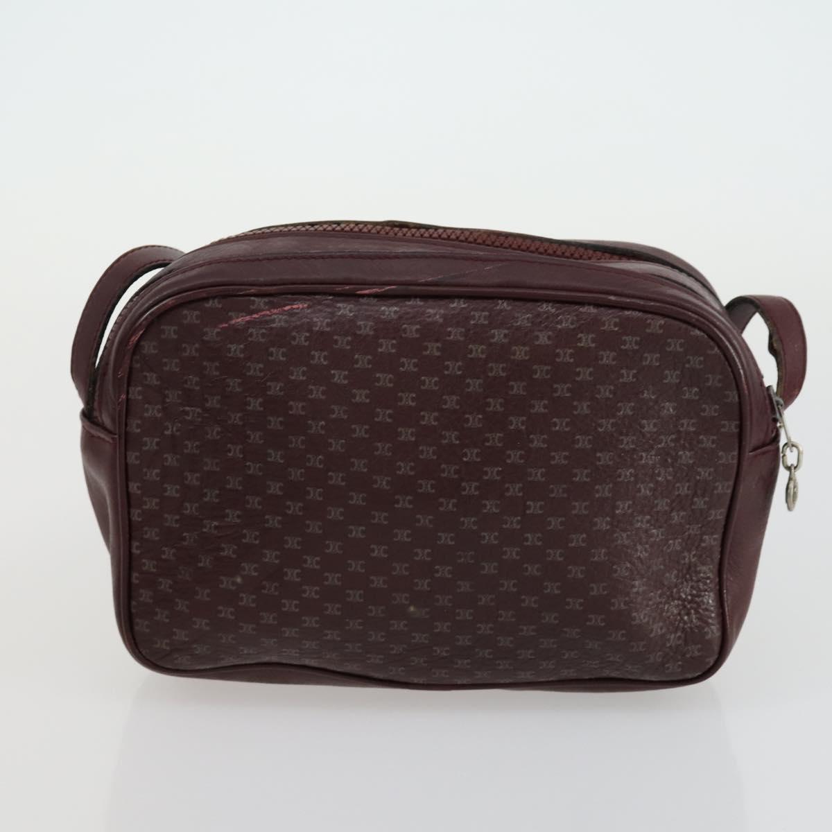 CELINE Macadam Canvas Shoulder Bag Leather 3 Set Red Navy Auth 160319