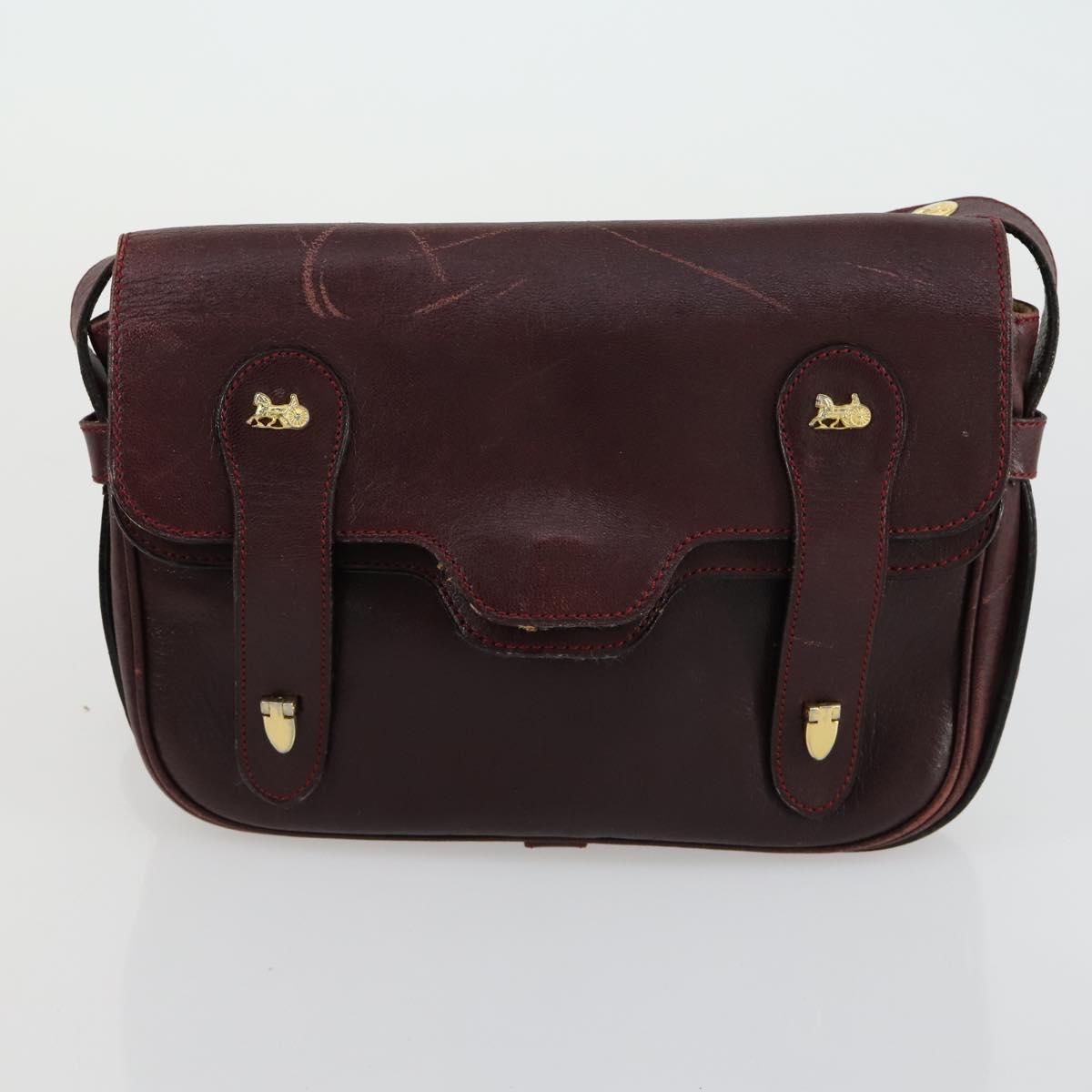 CELINE Macadam Canvas Shoulder Bag Leather 3 Set Red Navy Auth 160319