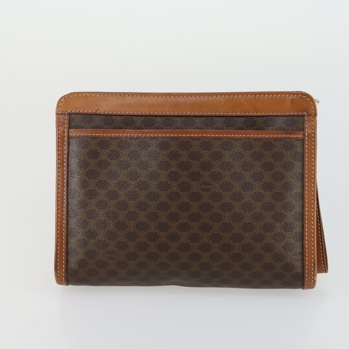 CELINE Macadam Canvas Clutch Bag PVC Leather 3 Set Brown Auth 160320