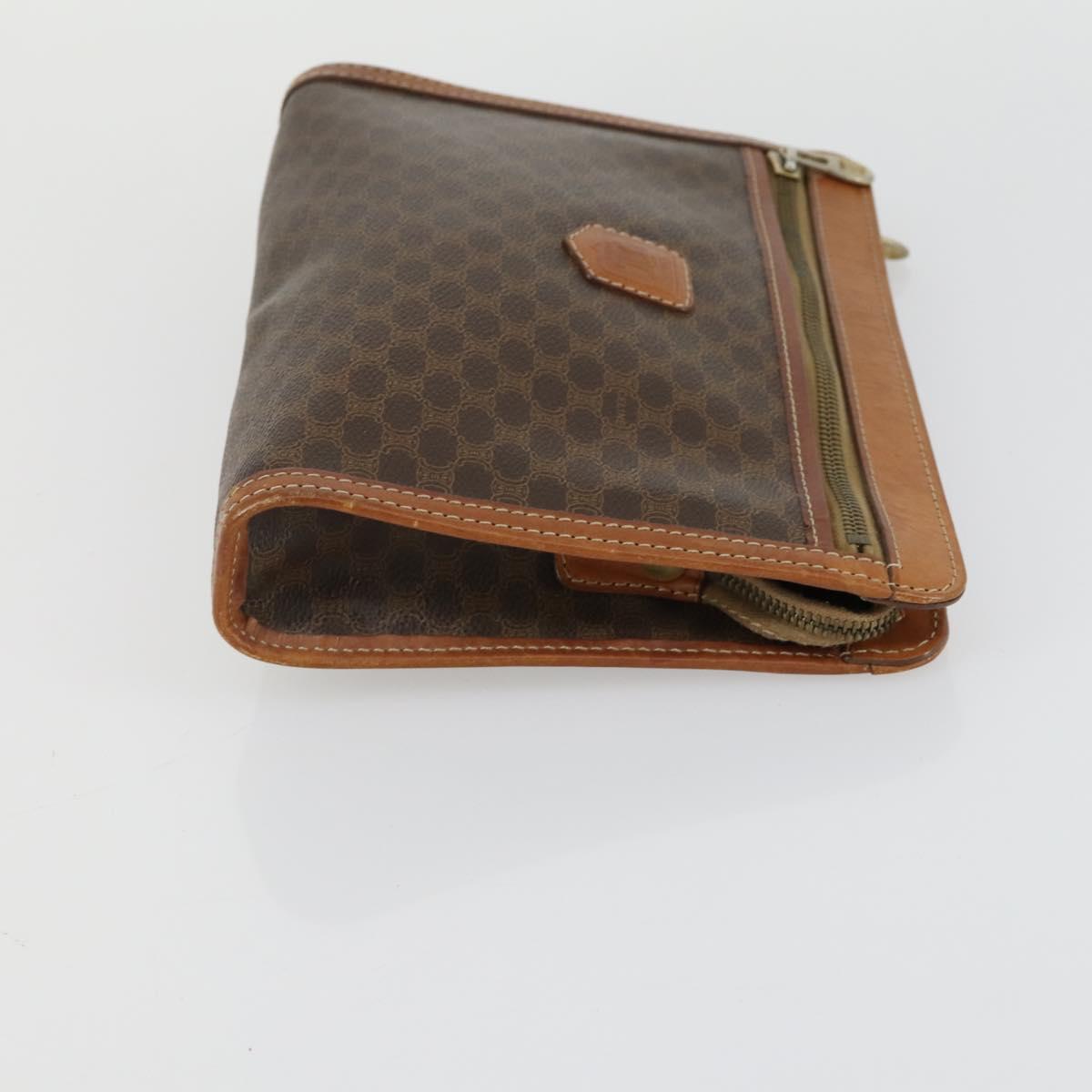 CELINE Macadam Canvas Clutch Bag PVC Leather 3 Set Brown Auth 160320