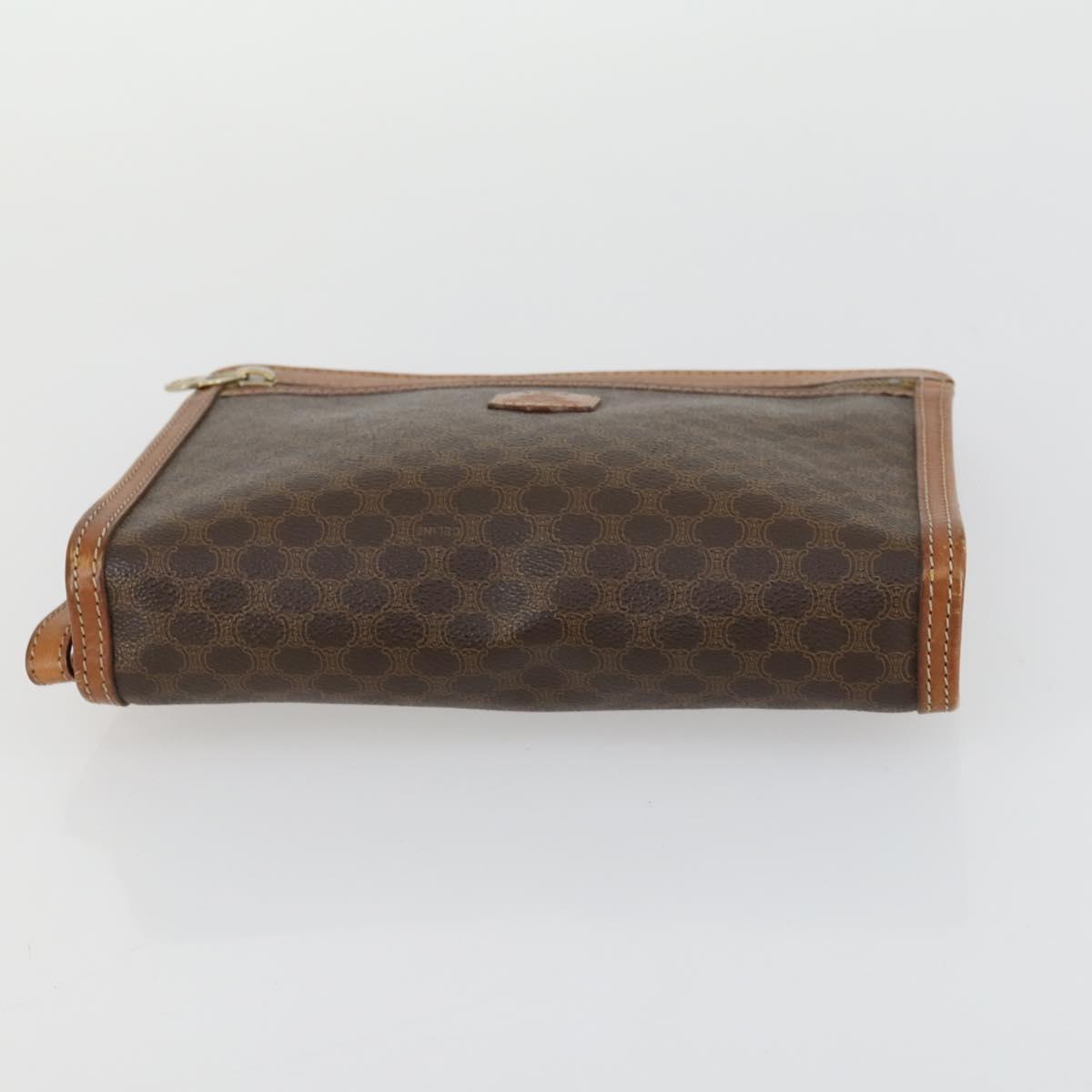 CELINE Macadam Canvas Clutch Bag PVC Leather 3 Set Brown Auth 160320