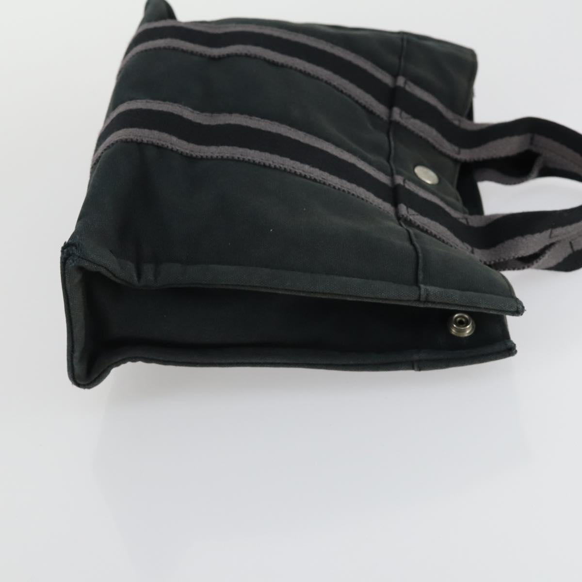 HERMES Fourre Tout Hand Bag Canvas 4 Set Black Red Bordeaux Auth 160325