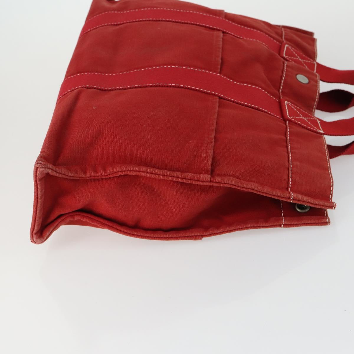 HERMES Fourre Tout Hand Bag Canvas 4 Set Black Red Bordeaux Auth 160325