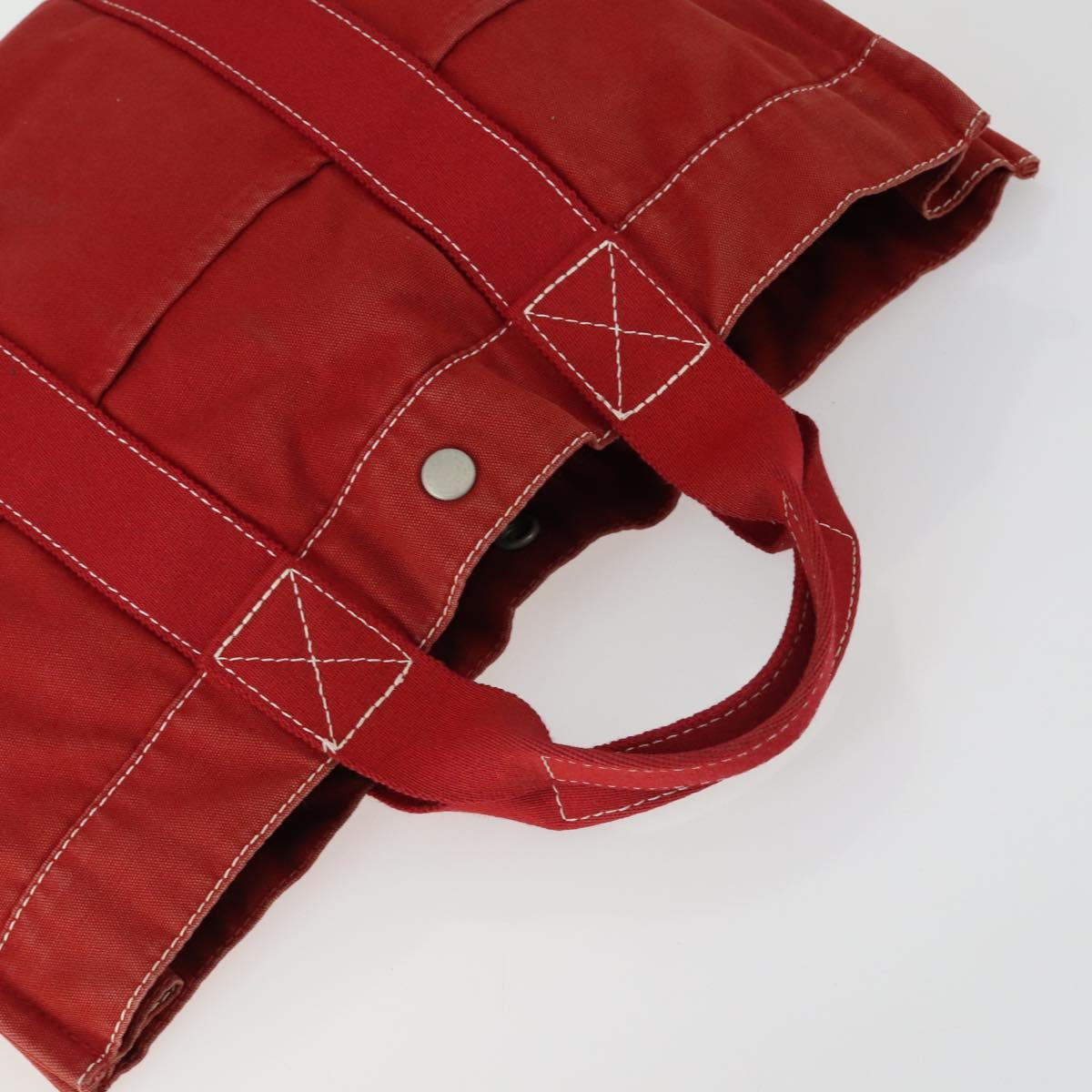 HERMES Fourre Tout Hand Bag Canvas 4 Set Black Red Bordeaux Auth 160325