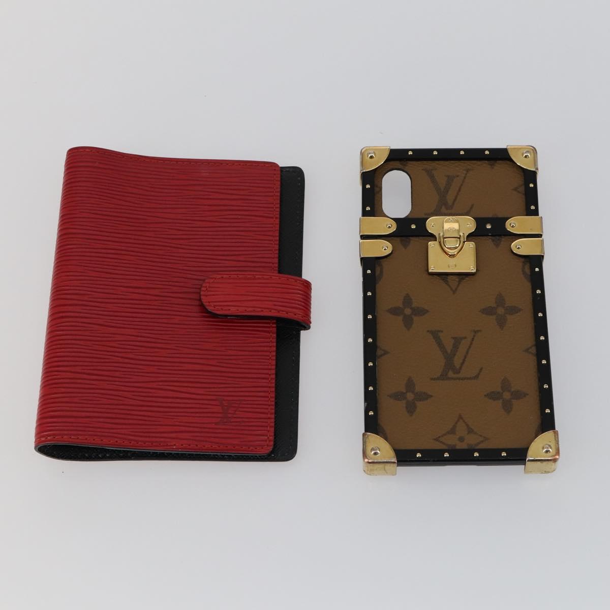 LOUIS VUITTON Epi Key Case 8 sets Red Yellow black LV Auth 160332