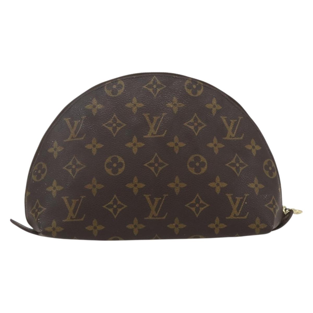 LOUIS VUITTON Monogram Trousse Demi Ronde Cosmetic Pouch M47520 LV Auth 160342