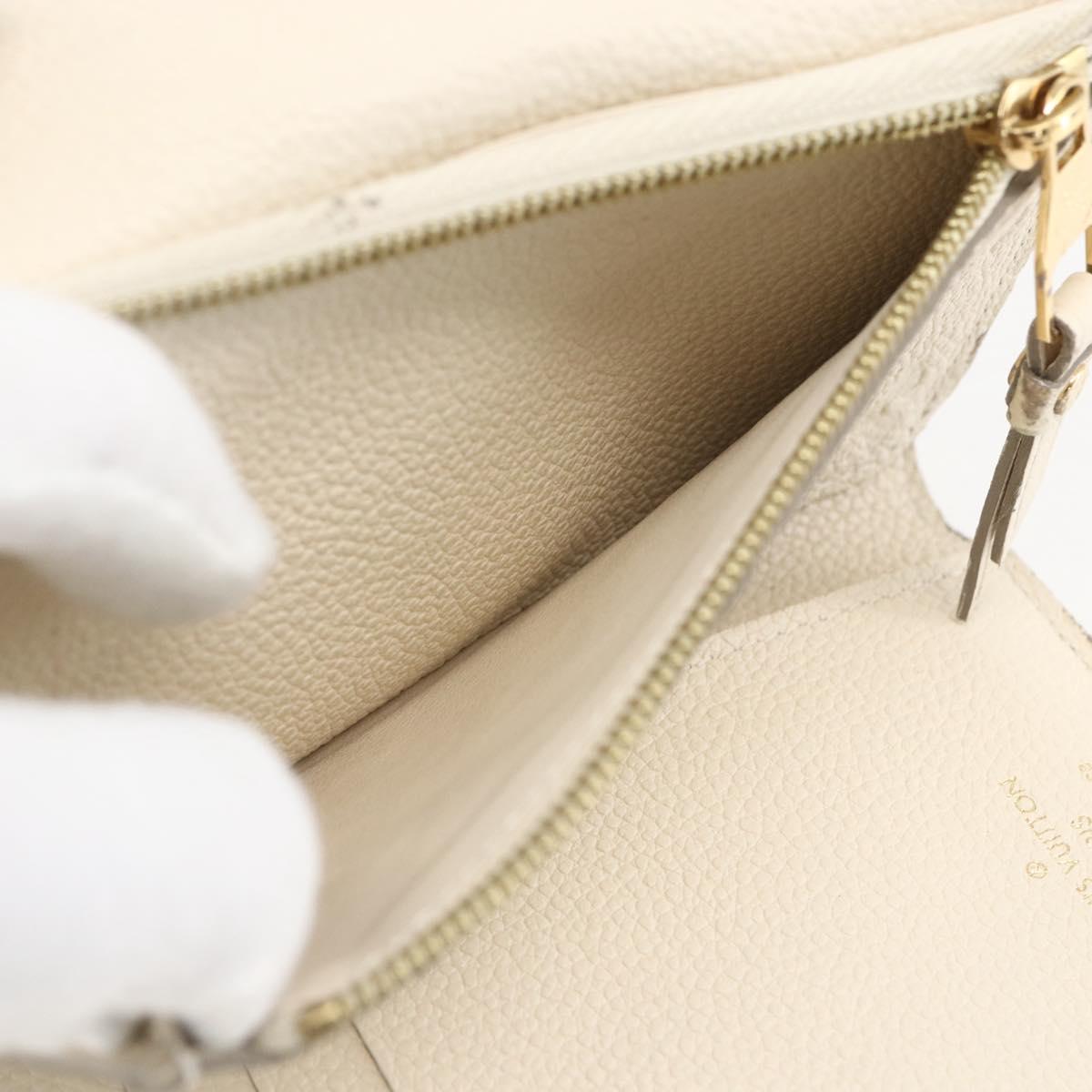 LOUIS VUITTON Empreinte Portefeuille Curie's Compact Wallet Cream LV Auth 160363