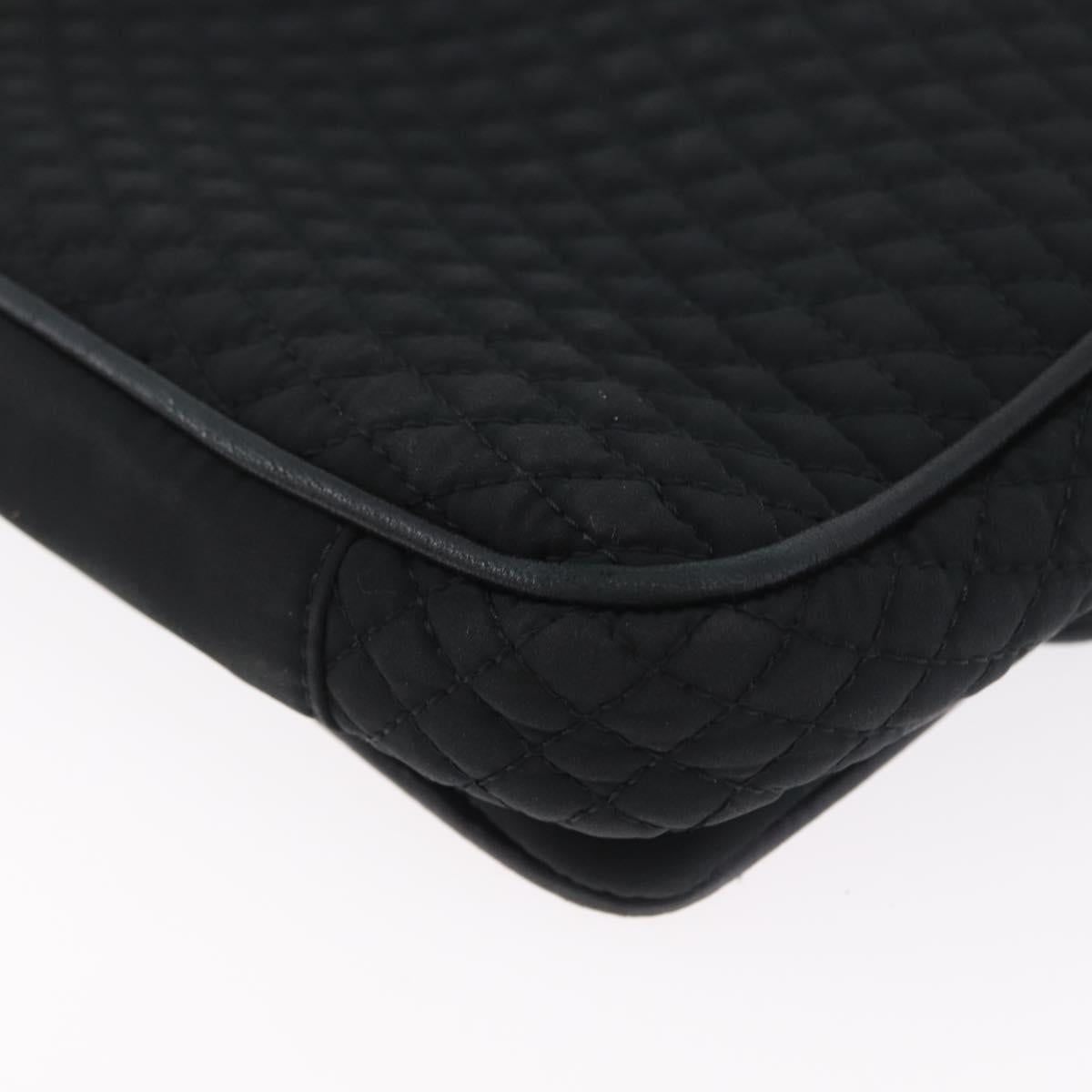 BALLY Quilted Chain Shoulder Bag Nylon Black Gold Auth 160374
