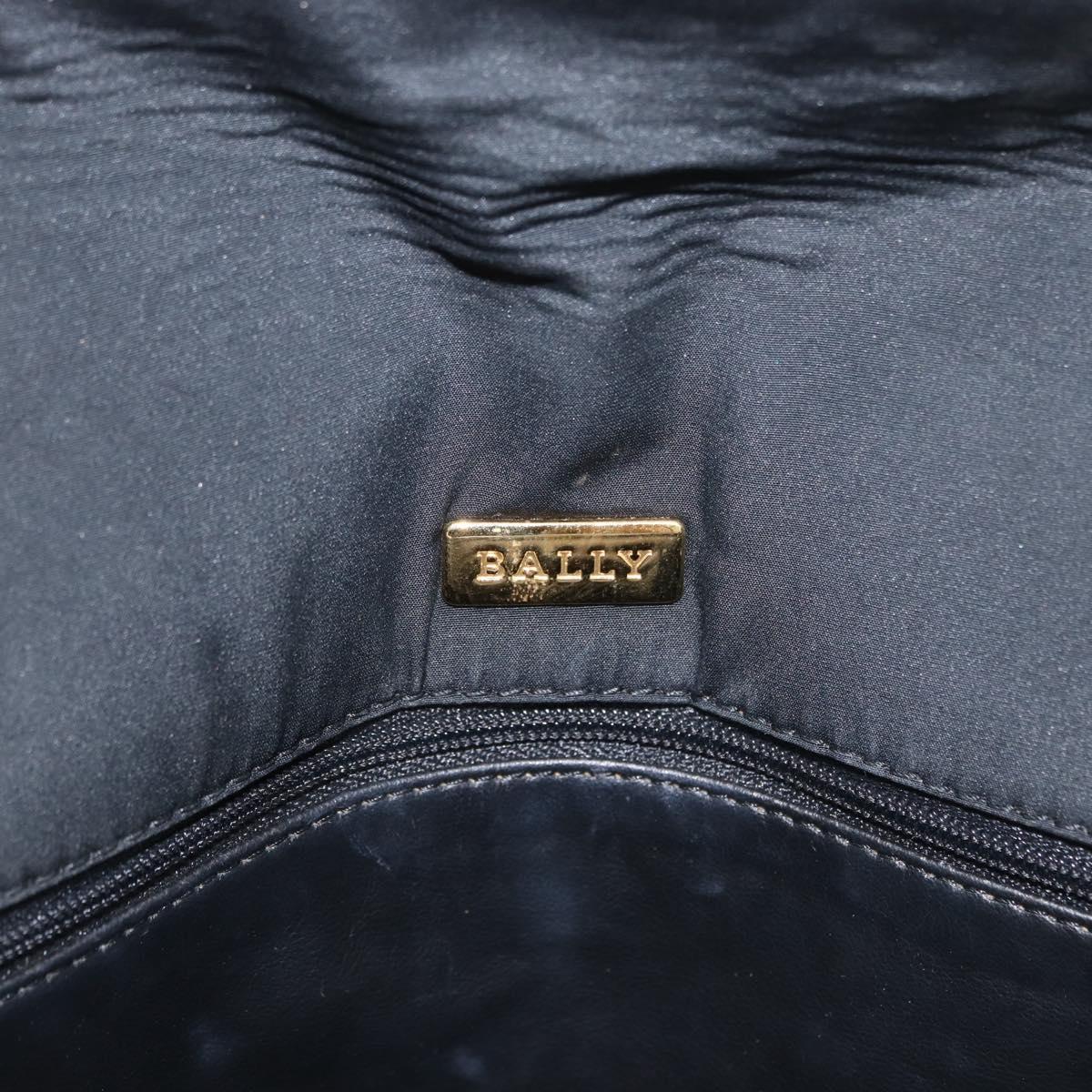 BALLY Quilted Chain Shoulder Bag Nylon Black Gold Auth 160374