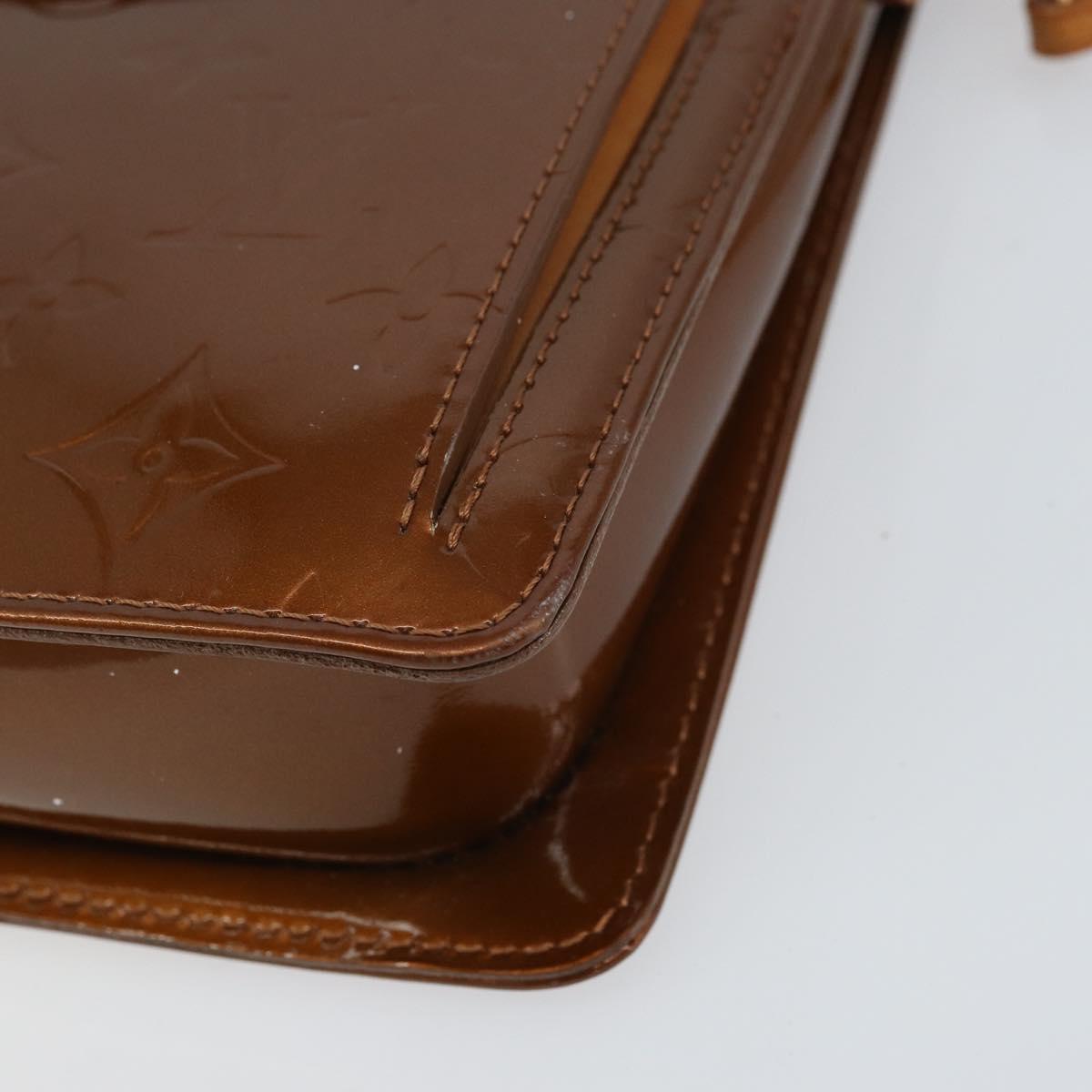 LOUIS VUITTON Monogram Vernis Motto Accessory Pouch Bronze M91138 Auth 160428
