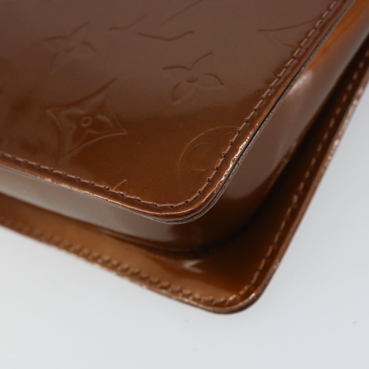 LOUIS VUITTON Monogram Vernis Motto Accessory Pouch Bronze M91138 Auth 160428