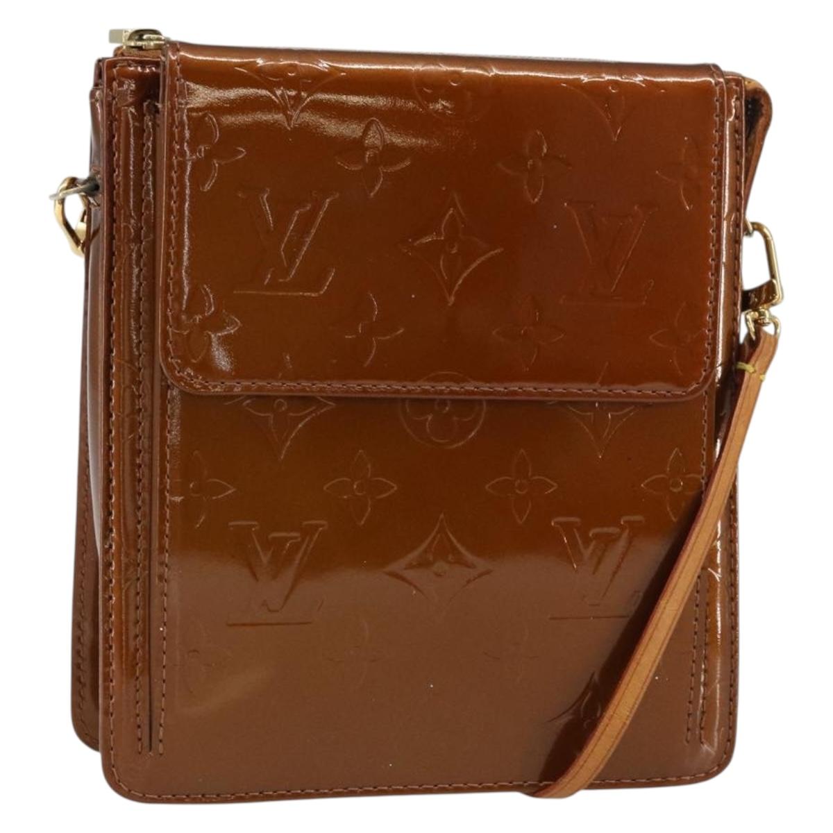 LOUIS VUITTON Monogram Vernis Motto Accessory Pouch Bronze M91138 Auth 160428