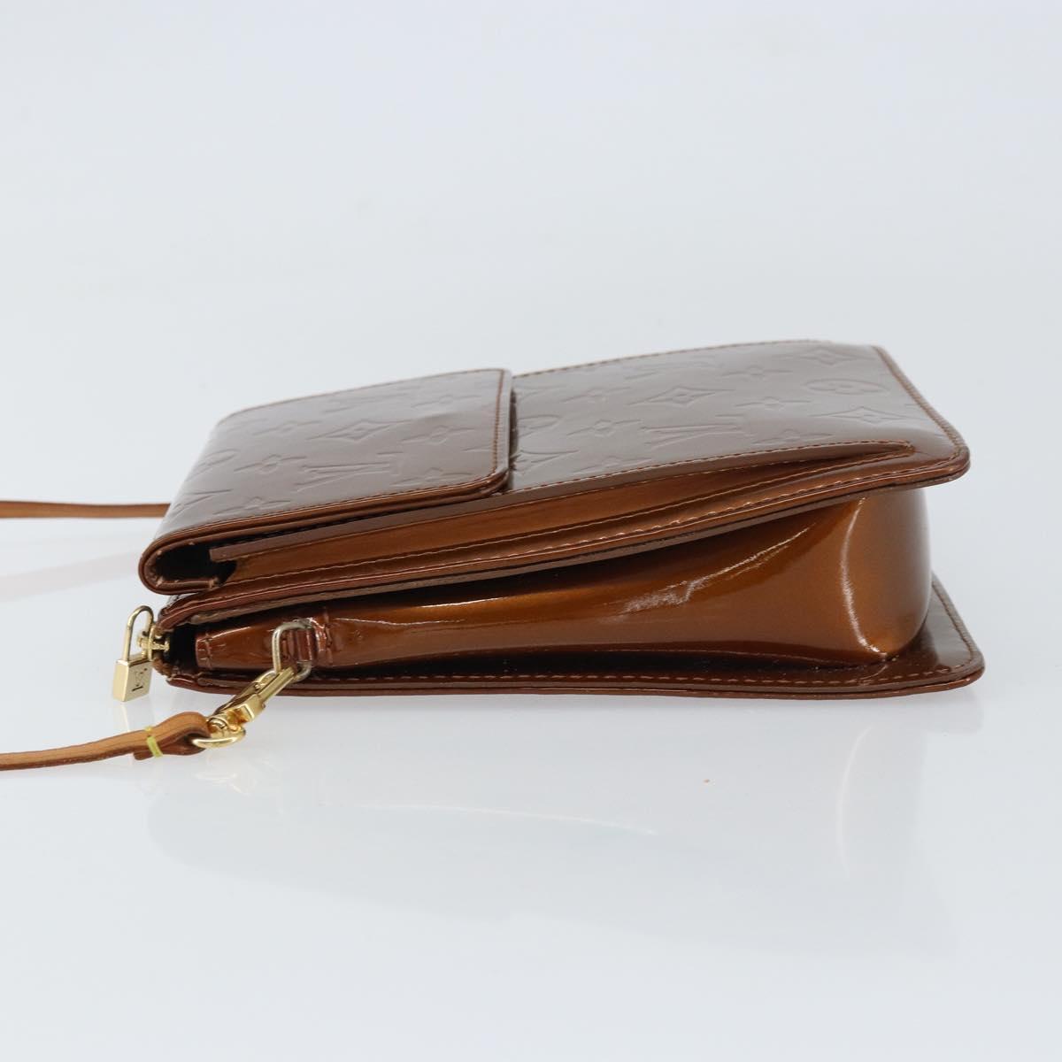 LOUIS VUITTON Monogram Vernis Motto Accessory Pouch Bronze M91138 Auth 160428