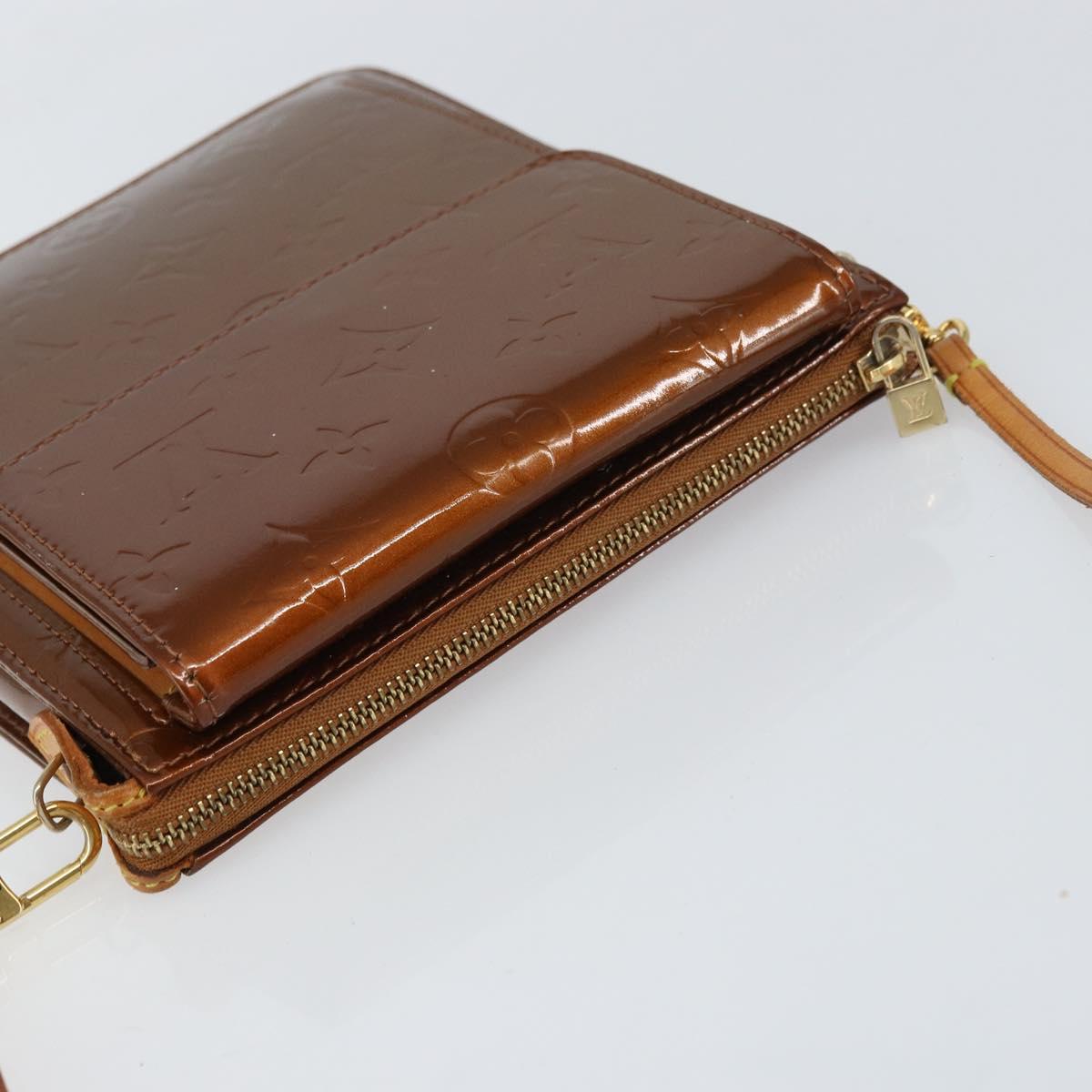 LOUIS VUITTON Monogram Vernis Motto Accessory Pouch Bronze M91138 Auth 160428