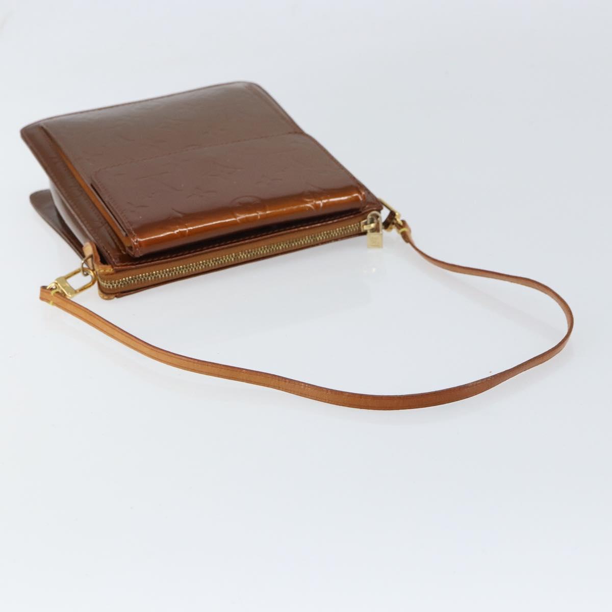 LOUIS VUITTON Monogram Vernis Motto Accessory Pouch Bronze M91138 Auth 160428