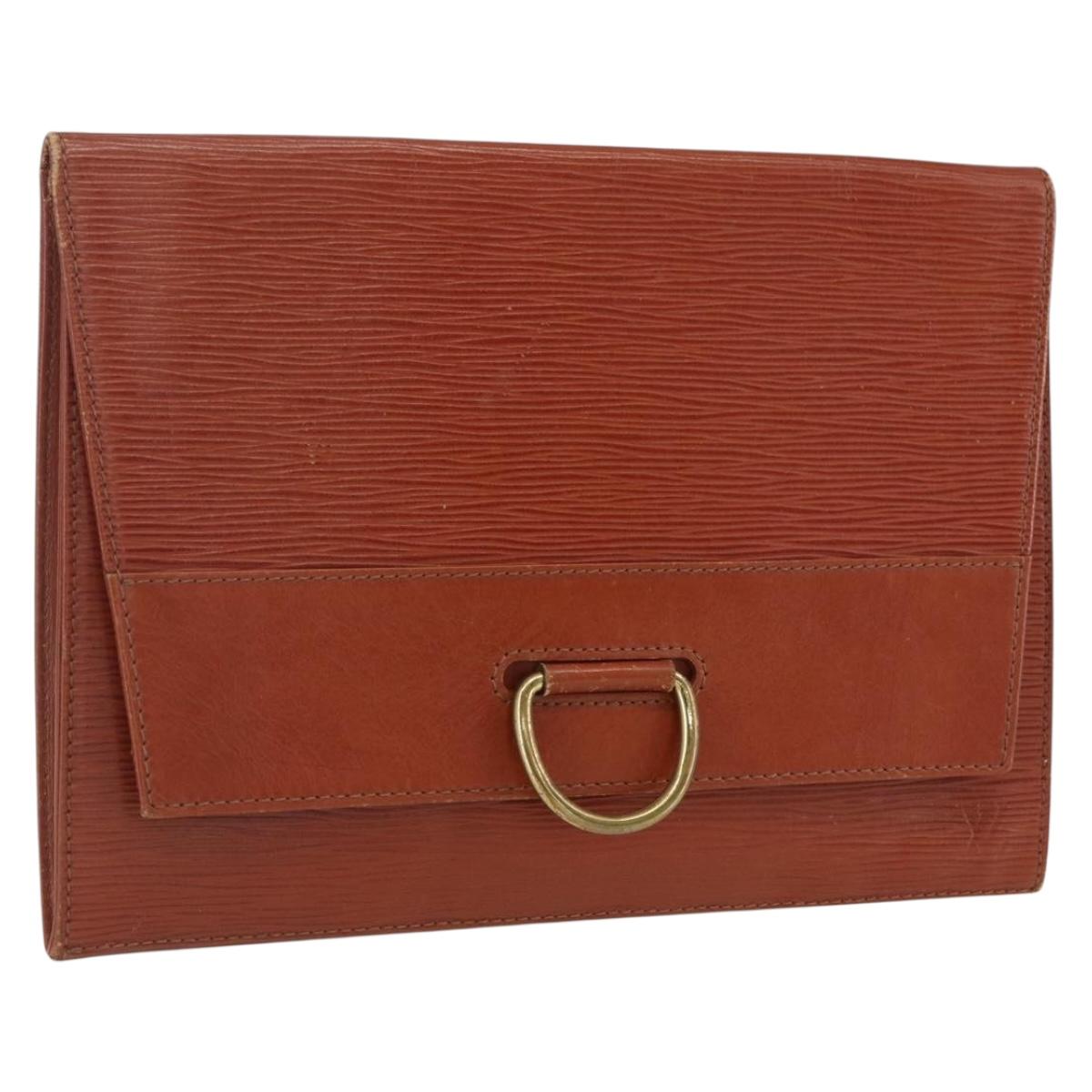 LOUIS VUITTON Epi Jena Clutch Bag Brown M52723 LV Auth 160441