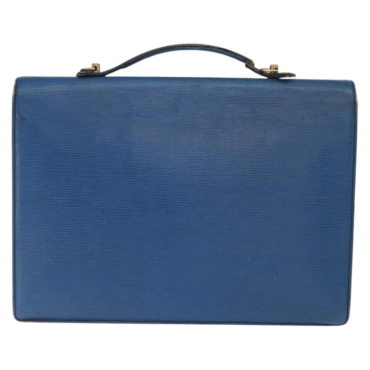 LOUIS VUITTON Epi Porte Documents Bandouliere Bag Toledo Blue LV Auth 160443