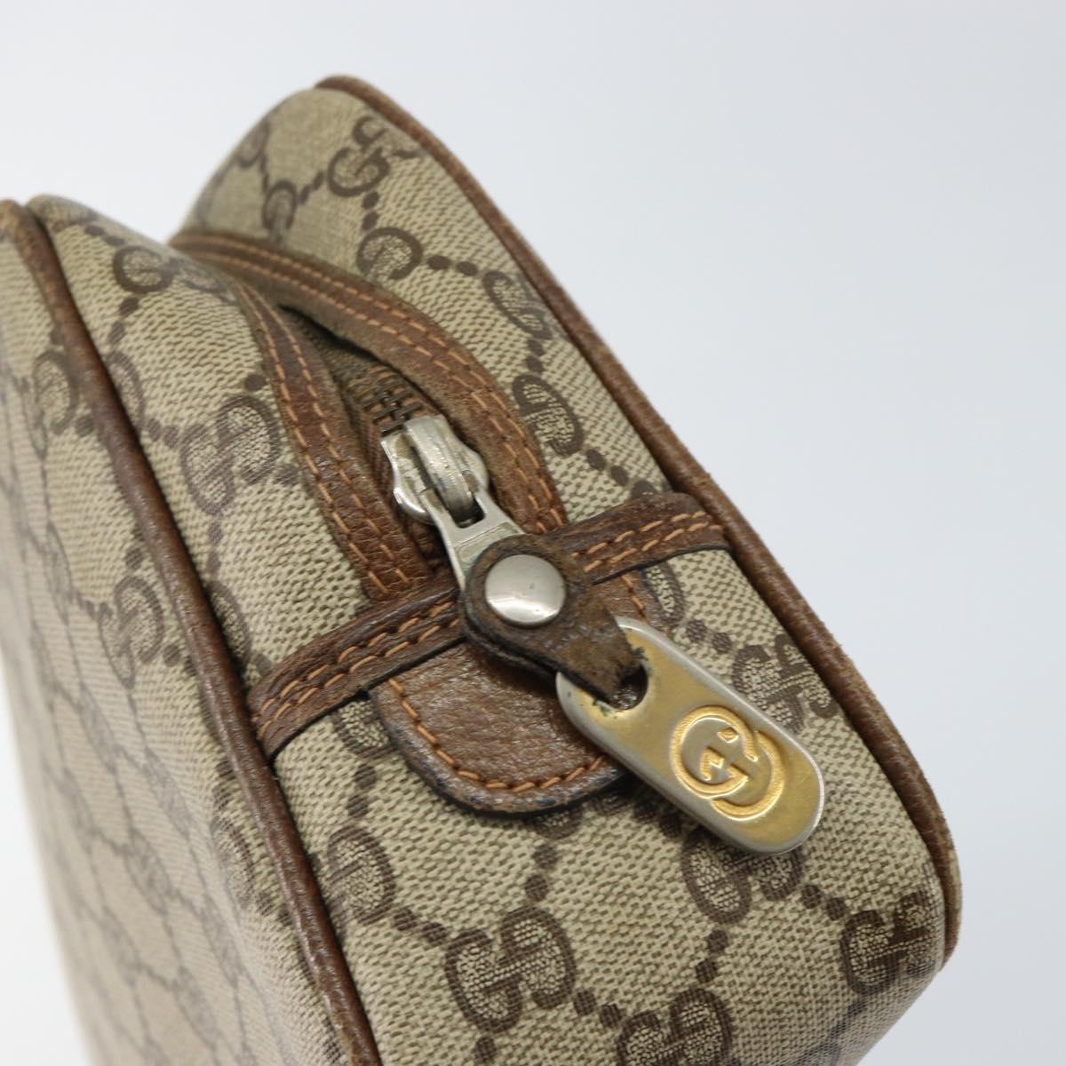 GUCCI GG Supreme Clutch Bag PVC Beige Auth 160464