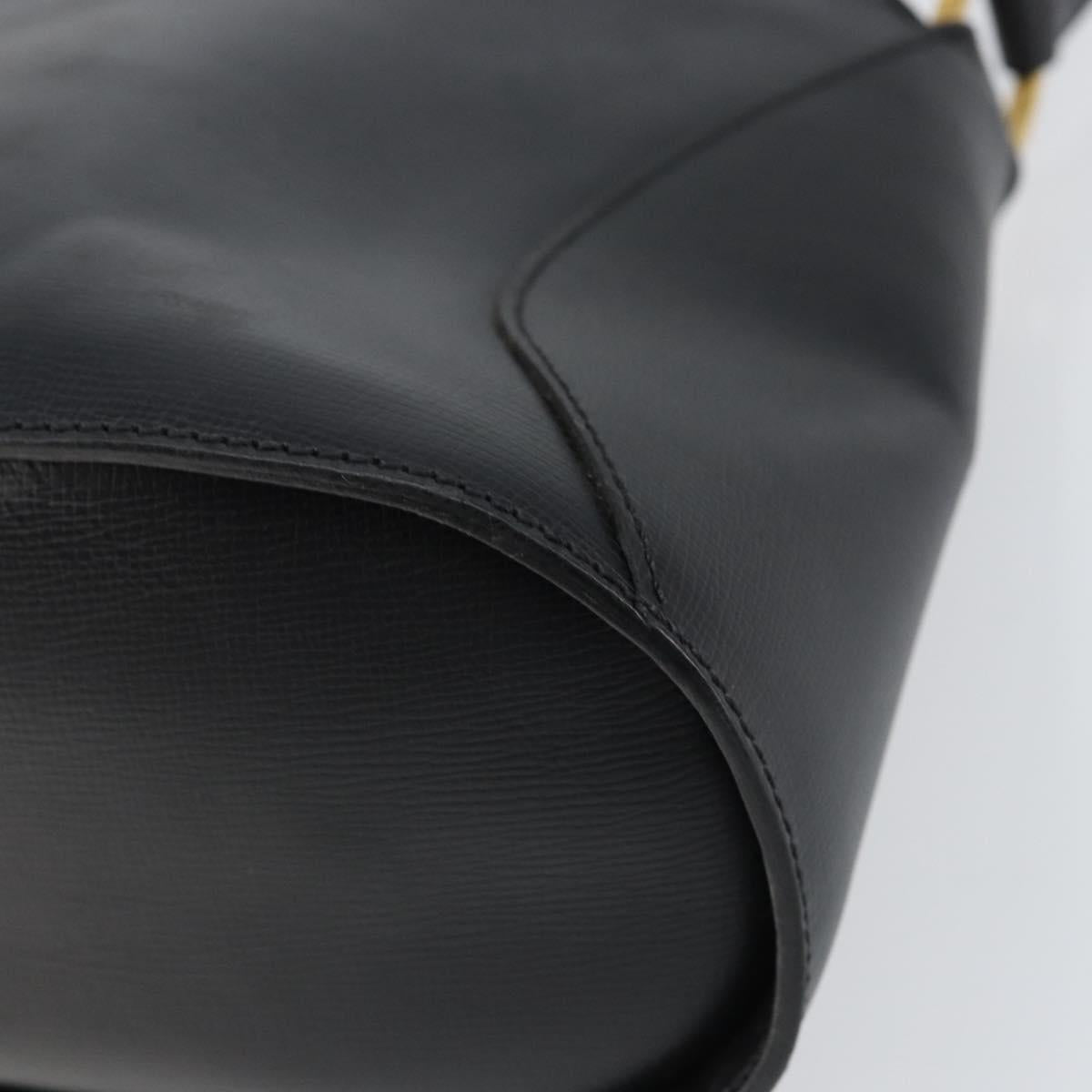 Christian Dior Shoulder Bag Leather Black Gold Auth 160468