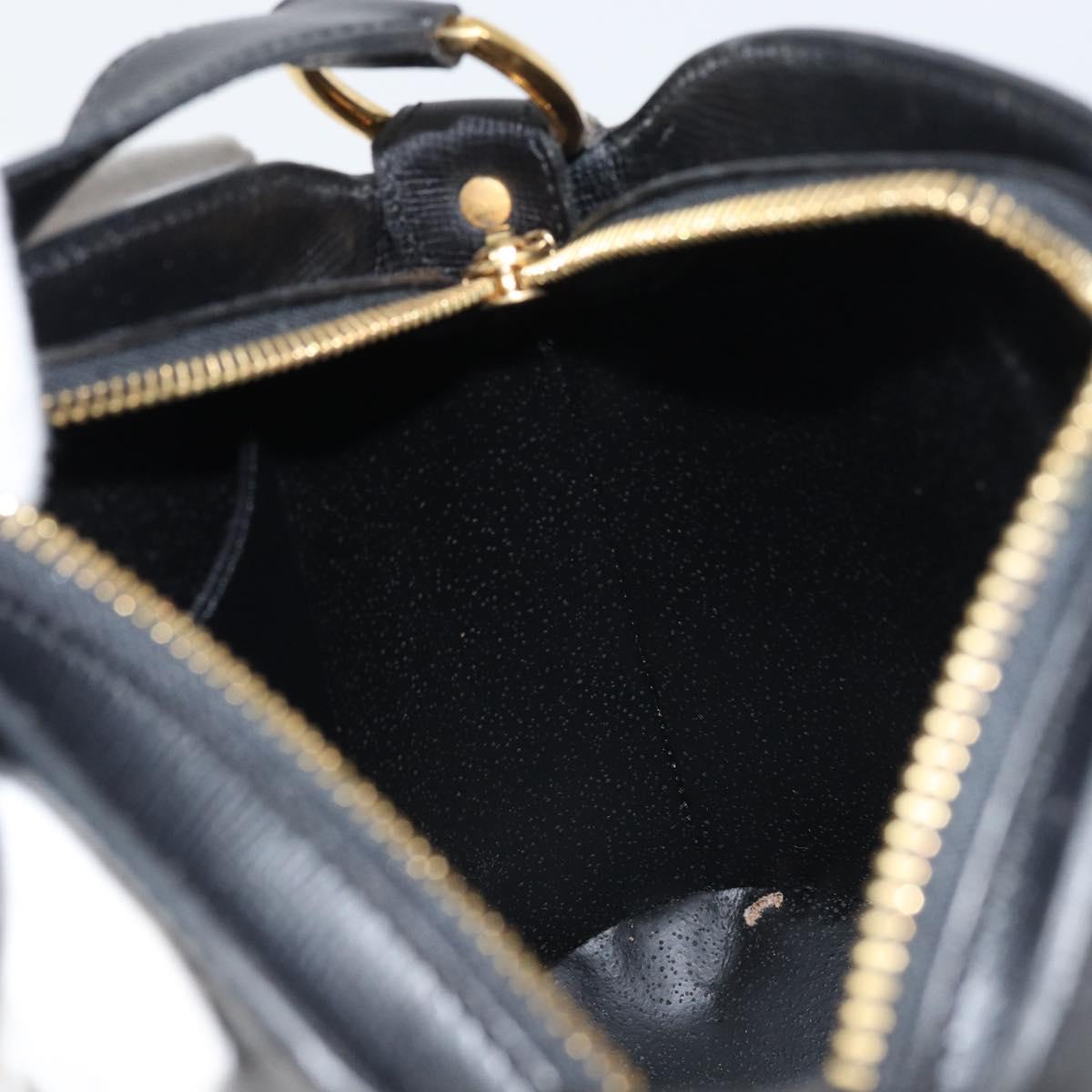 Christian Dior Shoulder Bag Leather Black Gold Auth 160468