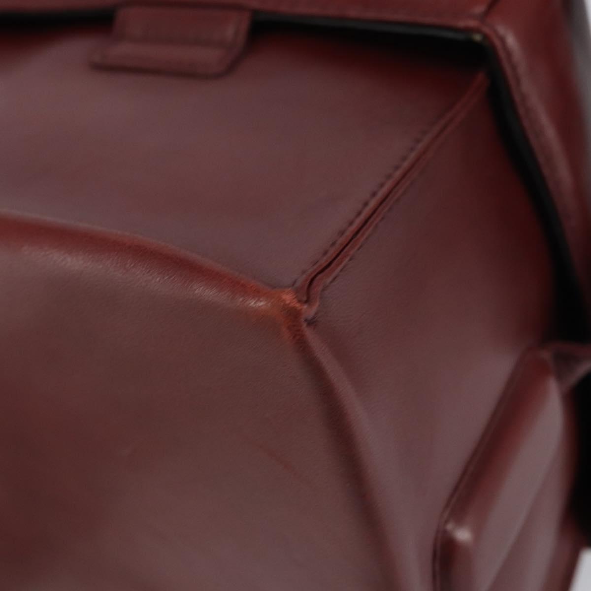 LOEWE Anagram Shoulder Bag Leather Red Gold Auth 160470