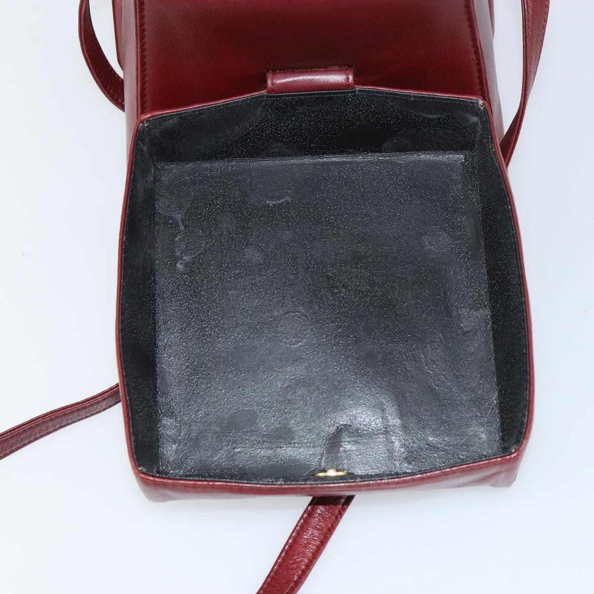 LOEWE Anagram Shoulder Bag Leather Red Gold Auth 160470