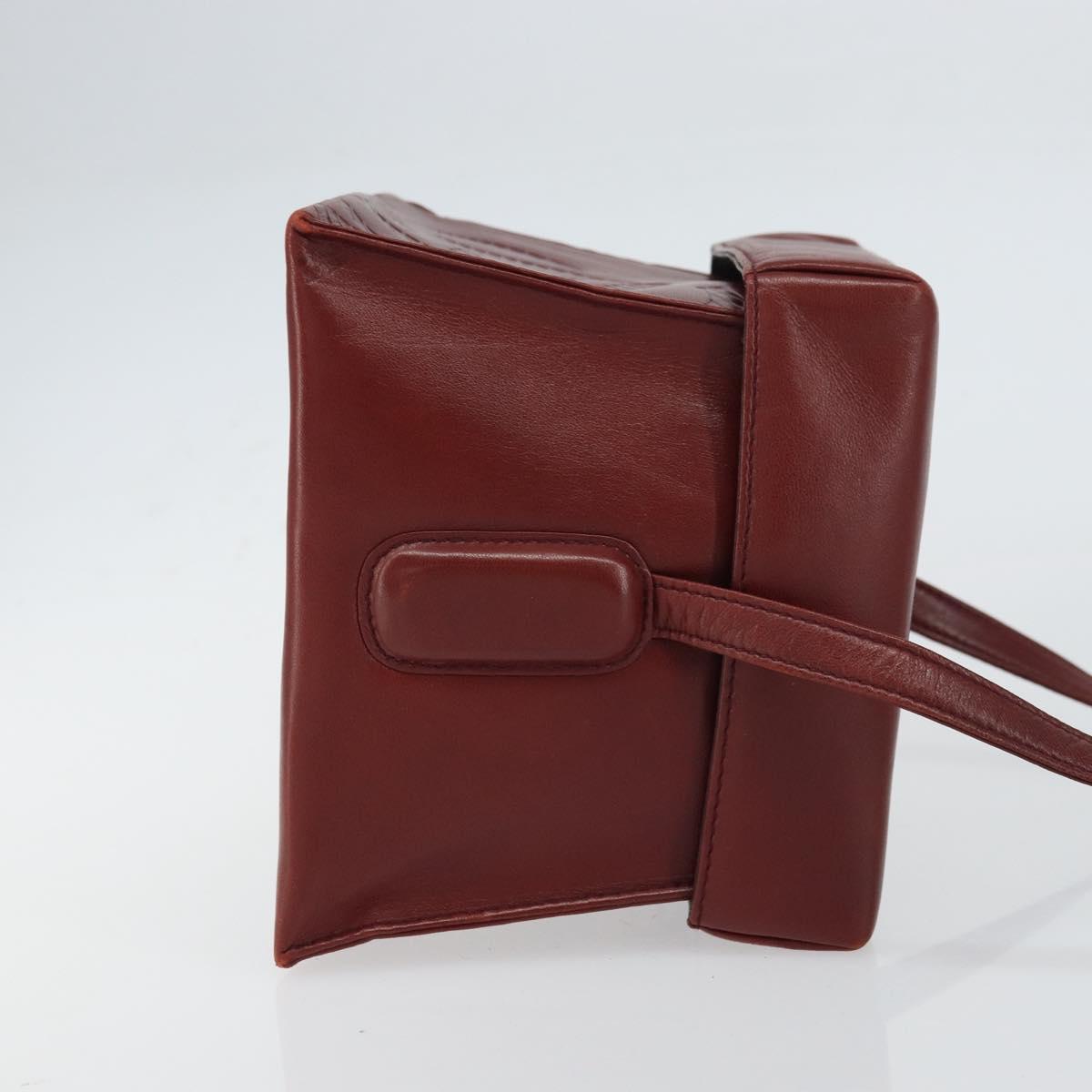 LOEWE Anagram Shoulder Bag Leather Red Gold Auth 160470