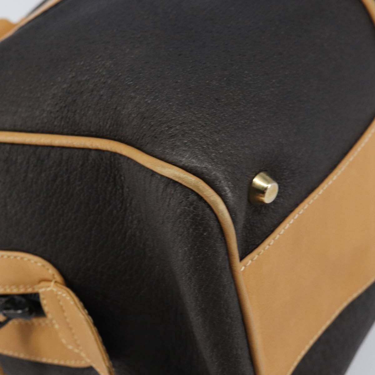 GUCCI Boston Bag Leather Black Gold Auth 160471