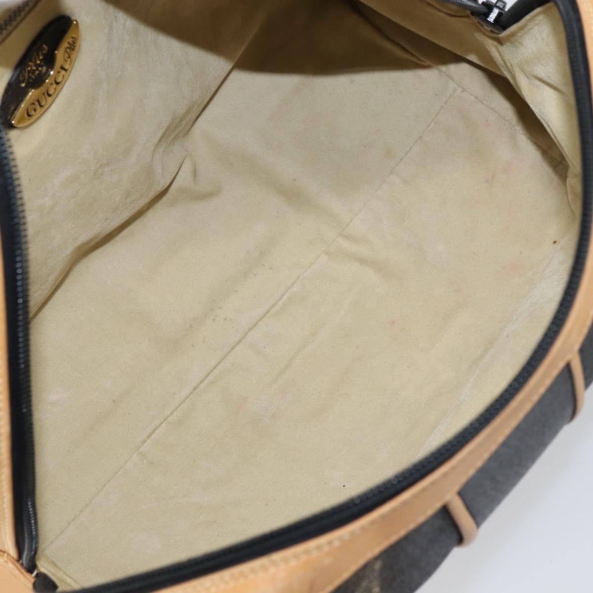 GUCCI Boston Bag Leather Black Gold Auth 160471