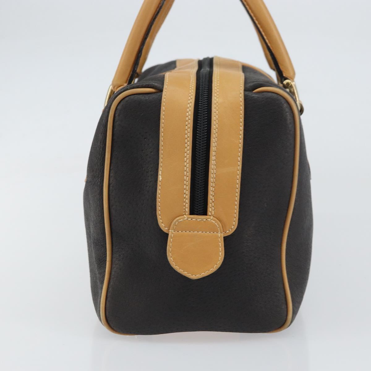 GUCCI Boston Bag Leather Black Gold Auth 160471