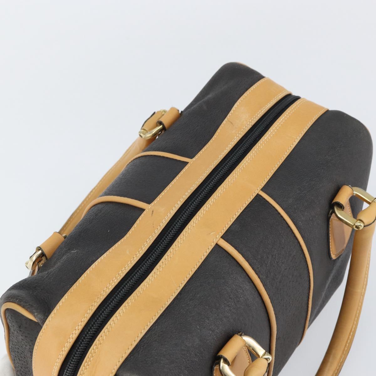 GUCCI Boston Bag Leather Black Gold Auth 160471