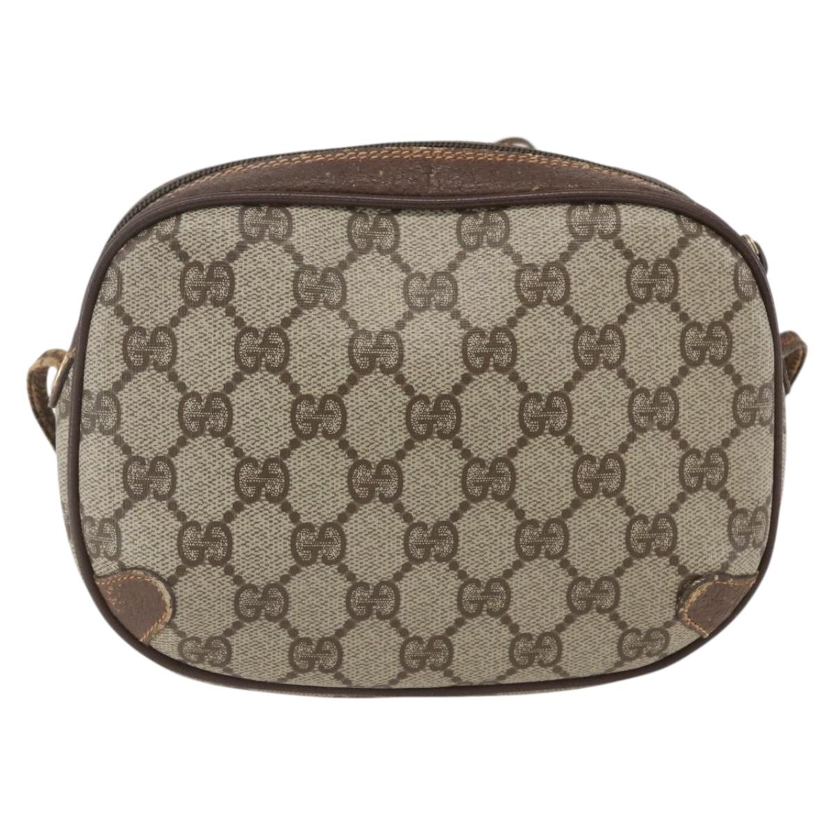 GUCCI GG Supreme Web Sherry Line Bag PVC Beige Gold 89 02 066 Auth 160474