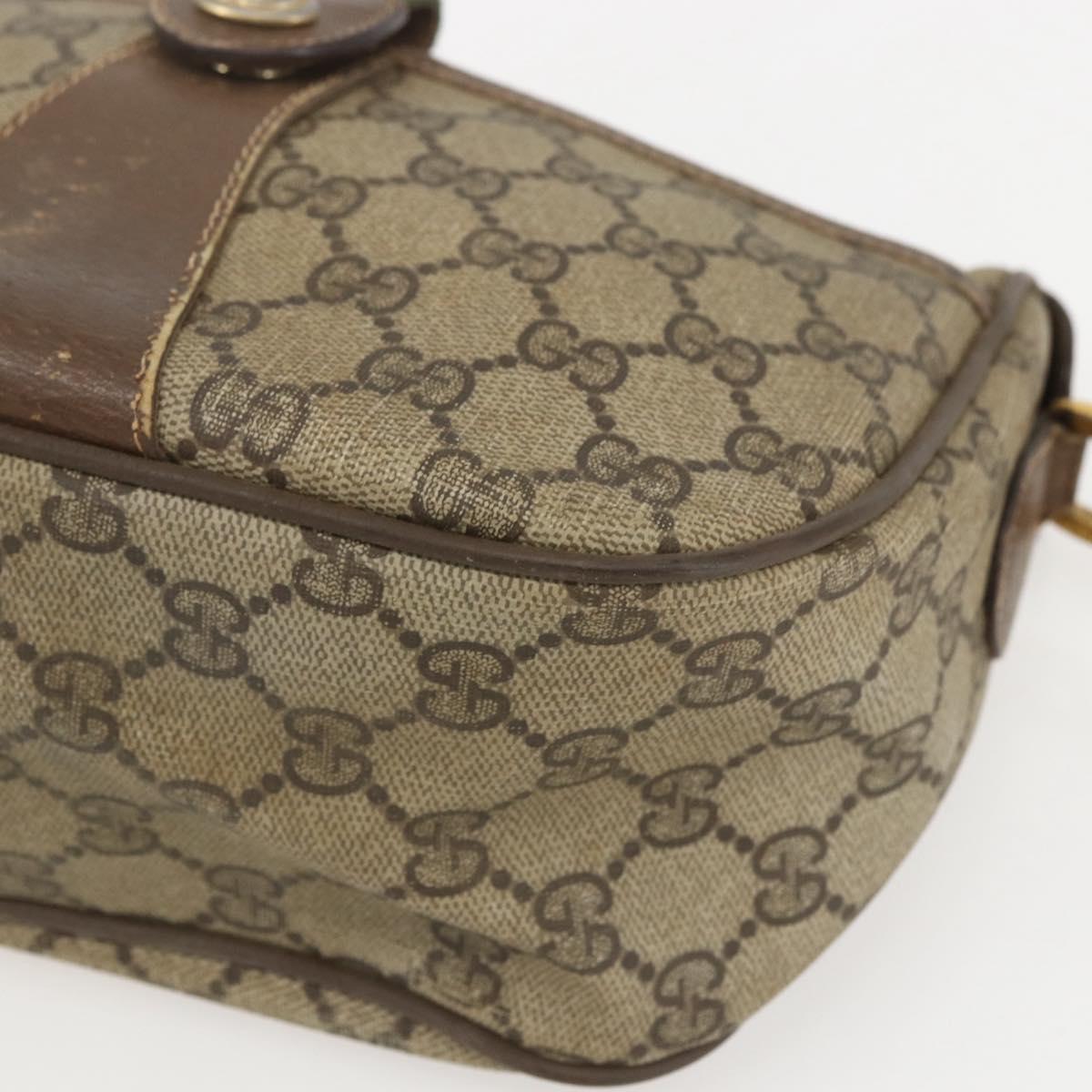 GUCCI GG Supreme Web Sherry Line Bag PVC Beige Gold 89 02 032 Auth 160476
