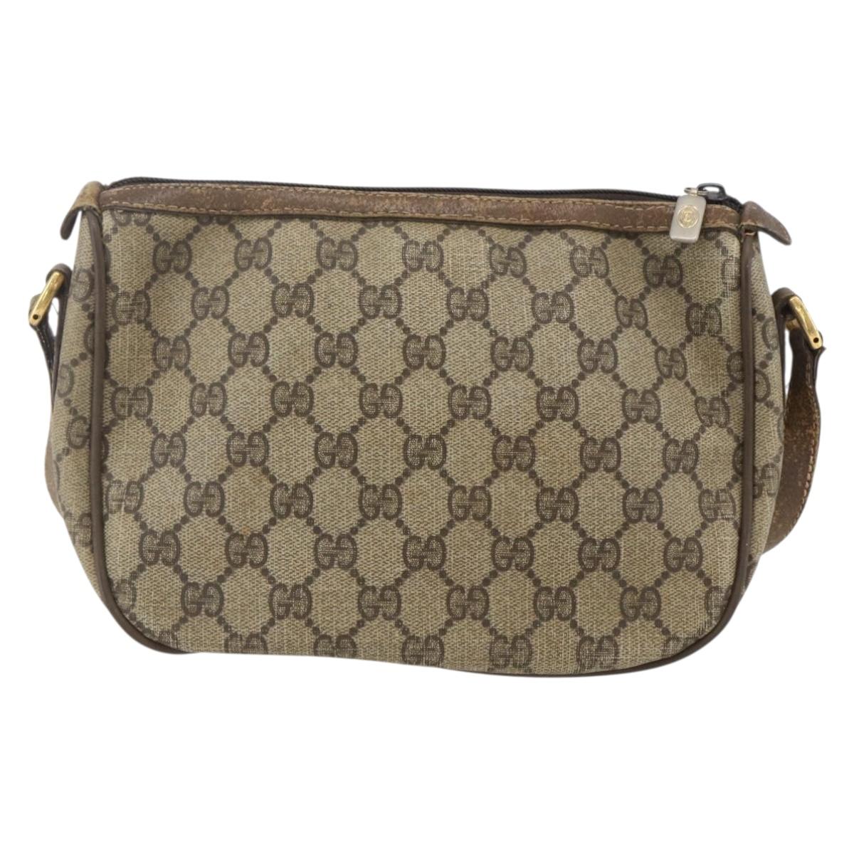 GUCCI GG Supreme Web Sherry Line Bag PVC Beige Gold 89 02 032 Auth 160476