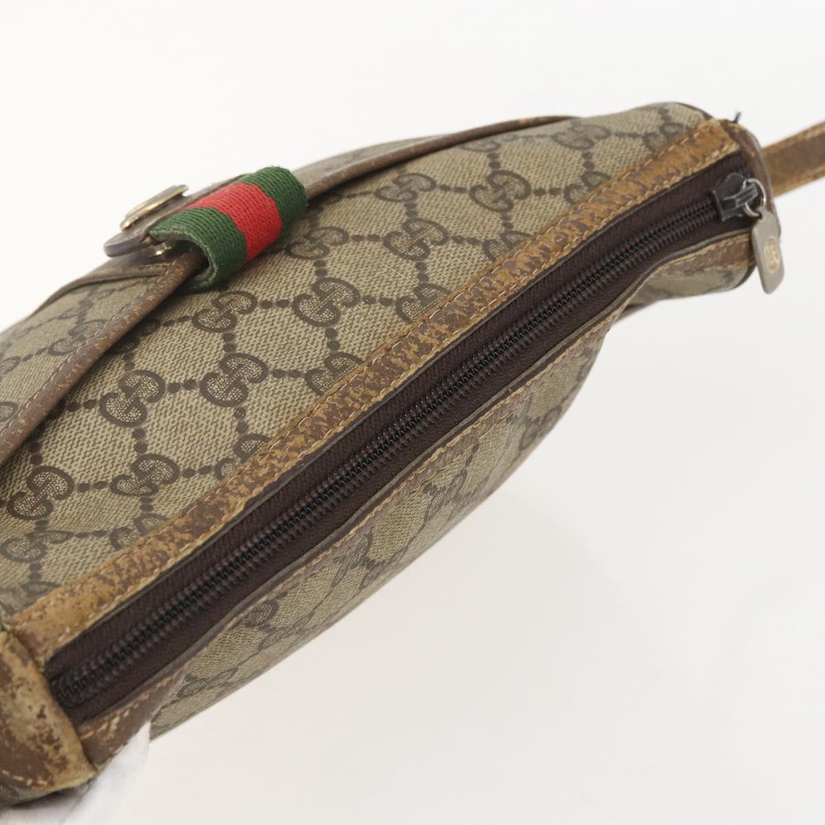 GUCCI GG Supreme Web Sherry Line Bag PVC Beige Gold 89 02 032 Auth 160476
