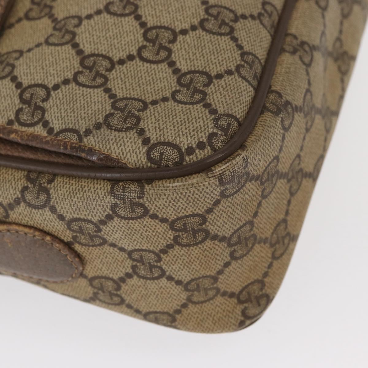 GUCCI GG Supreme Web Sherry Line Bag PVC Beige Gold 904 02 049 Auth 160477