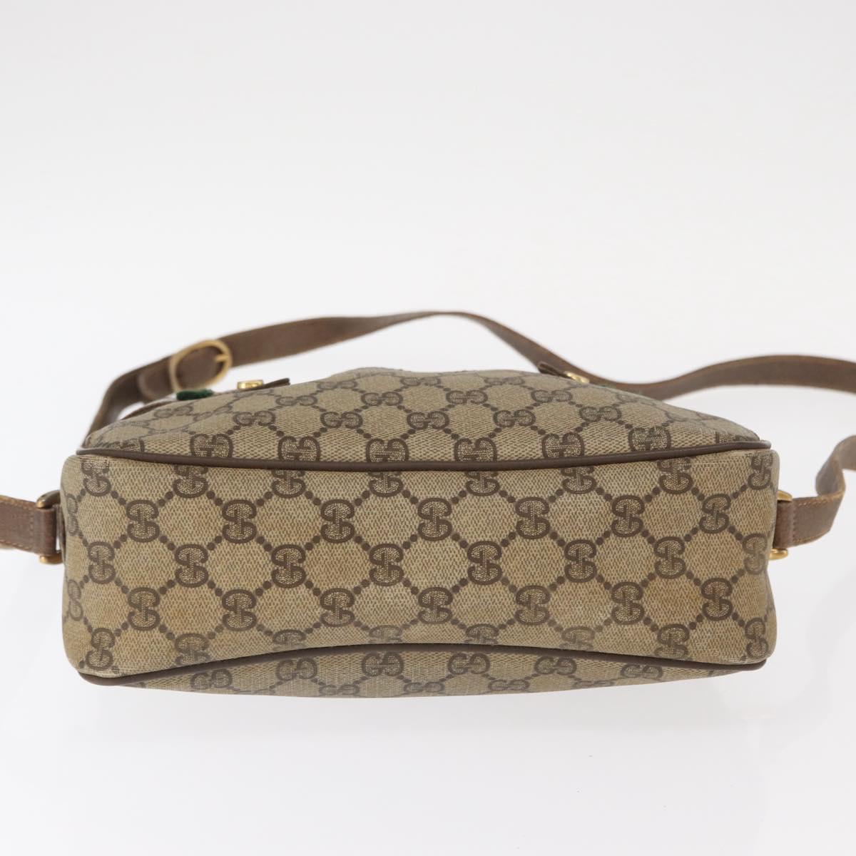 GUCCI GG Supreme Web Sherry Line Bag PVC Beige Gold 904 02 049 Auth 160477