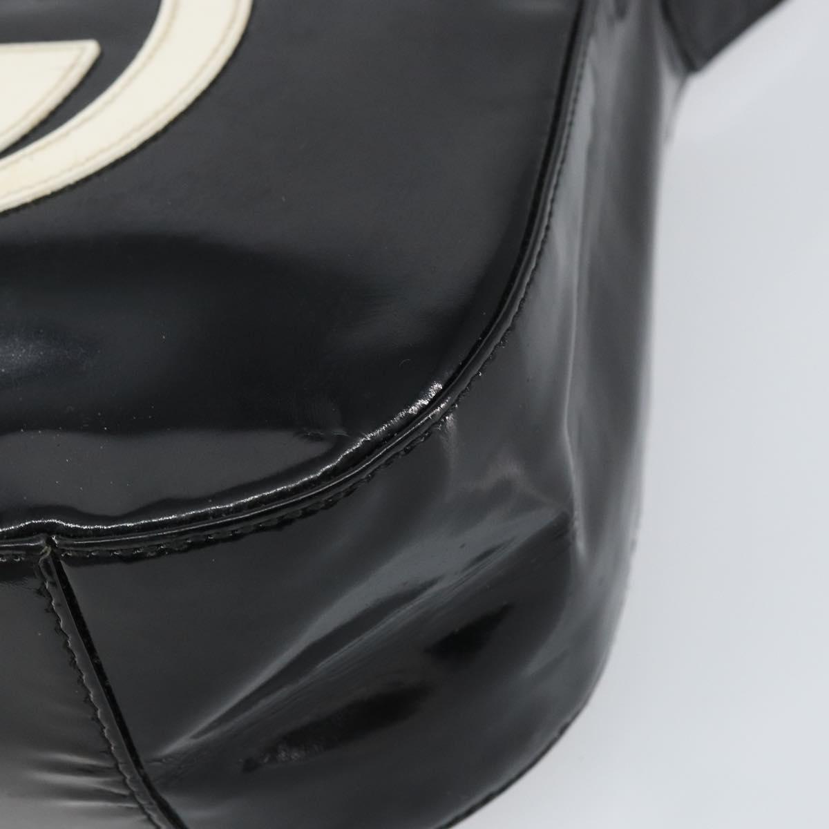 GUCCI Shoulder Bag Enamel Black Auth 160485