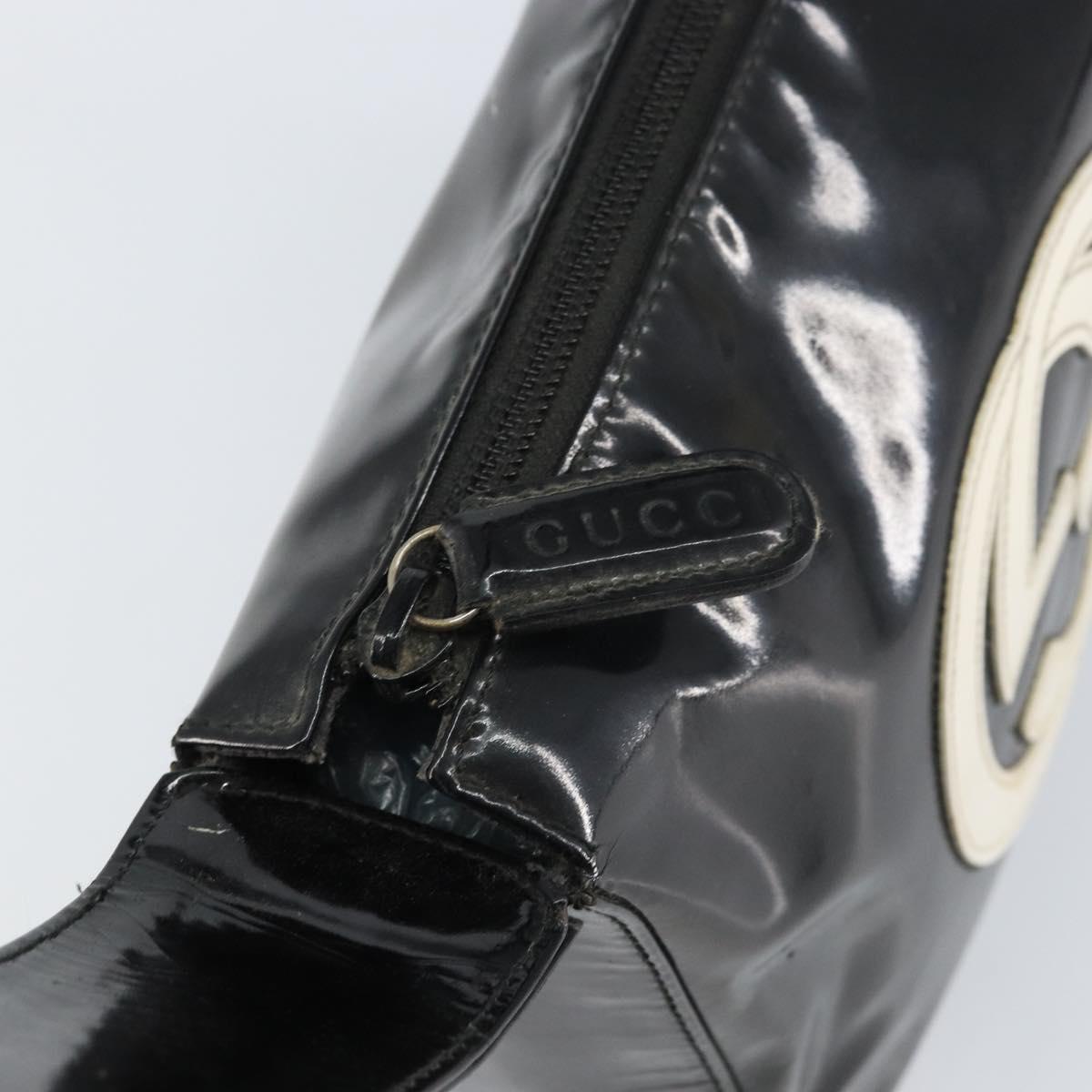 GUCCI Shoulder Bag Enamel Black Auth 160485