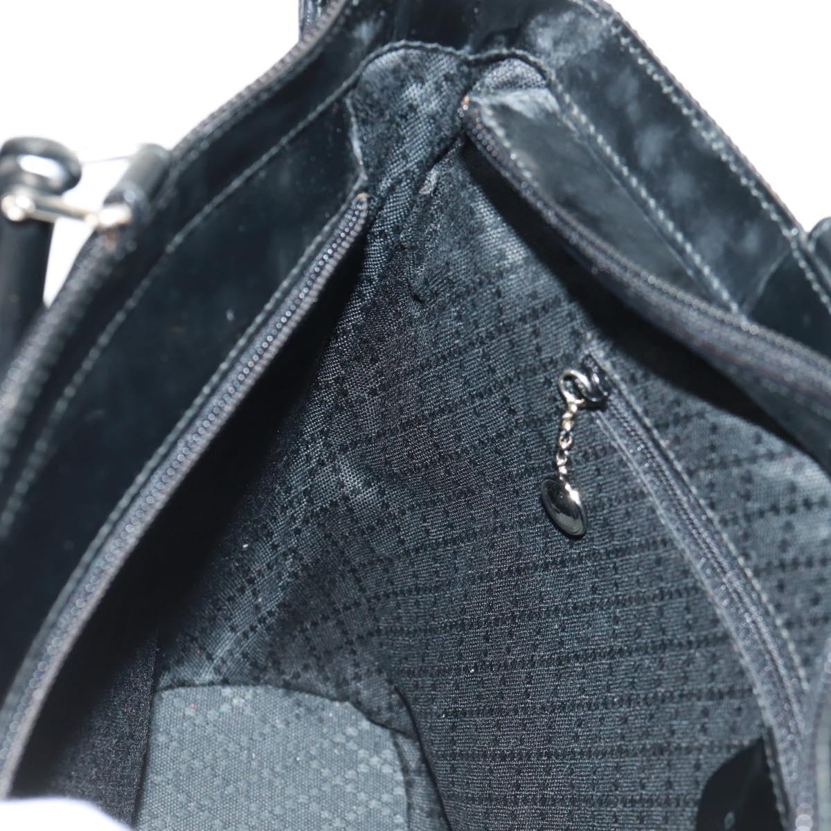 GUCCI Bamboo Hand Bag Nylon 2way Black Silver 000 1705 0588 Auth 160486