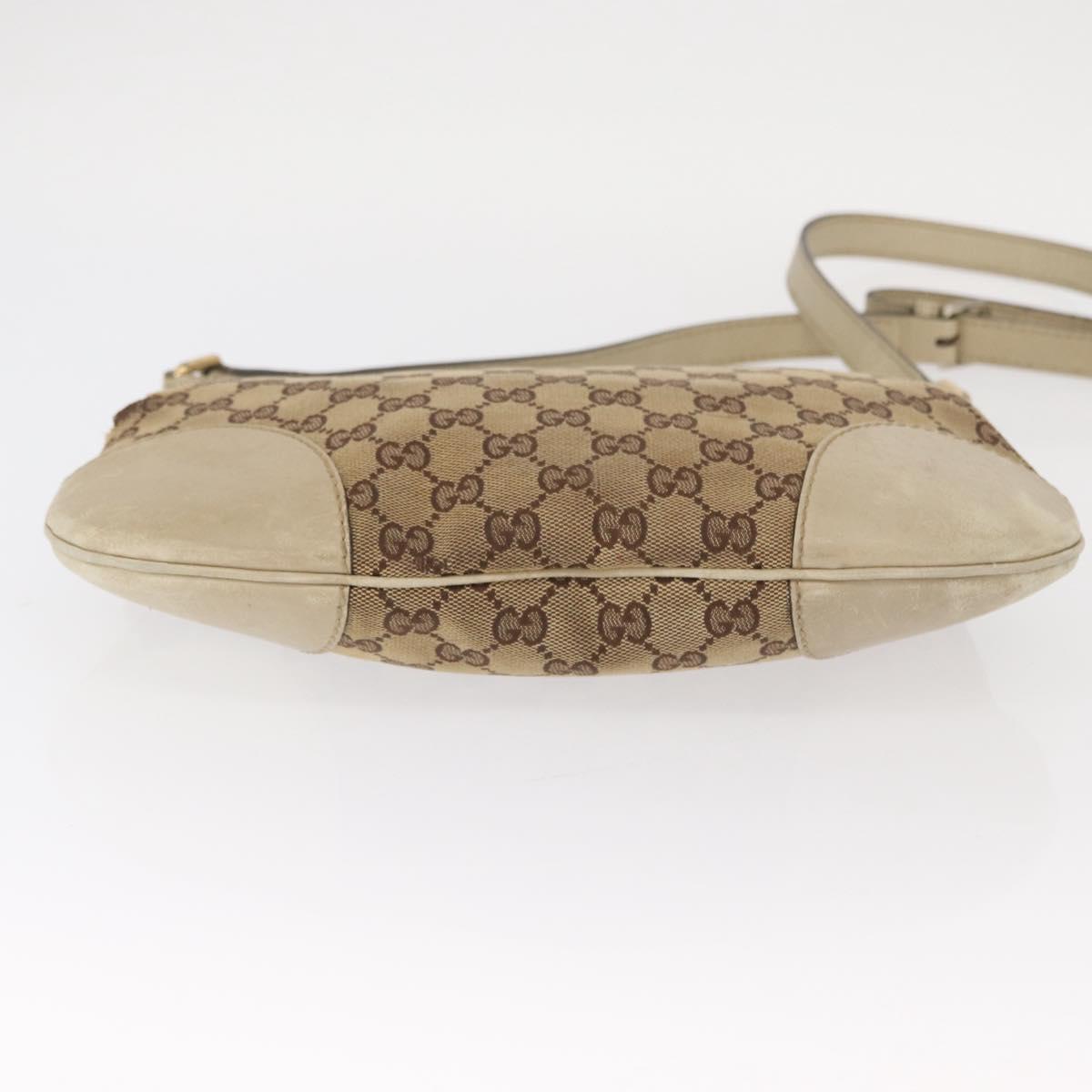 GUCCI GG Canvas Web Sherry Line Shoulder Bag Beige Gold 257065 Auth 160488