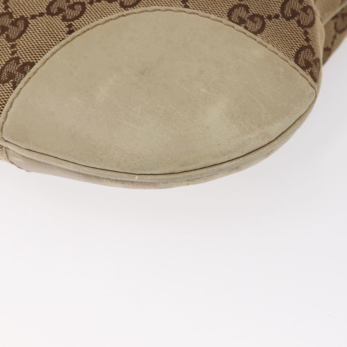 GUCCI GG Canvas Web Sherry Line Shoulder Bag Beige Gold 257065 Auth 160488